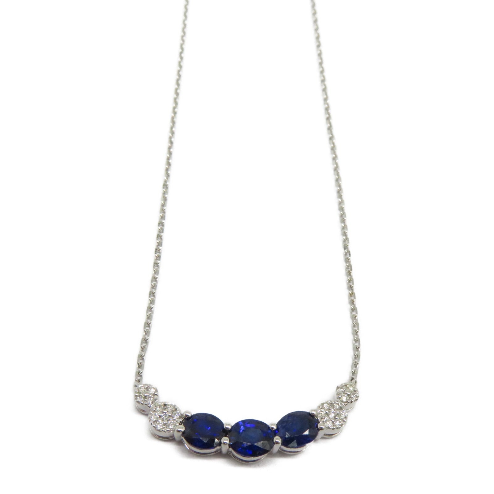 JEWELRY 【激減優惠】18K白金Sapphire Necklace 1.300ct藍寶石/0.132ct鑽石項鍊