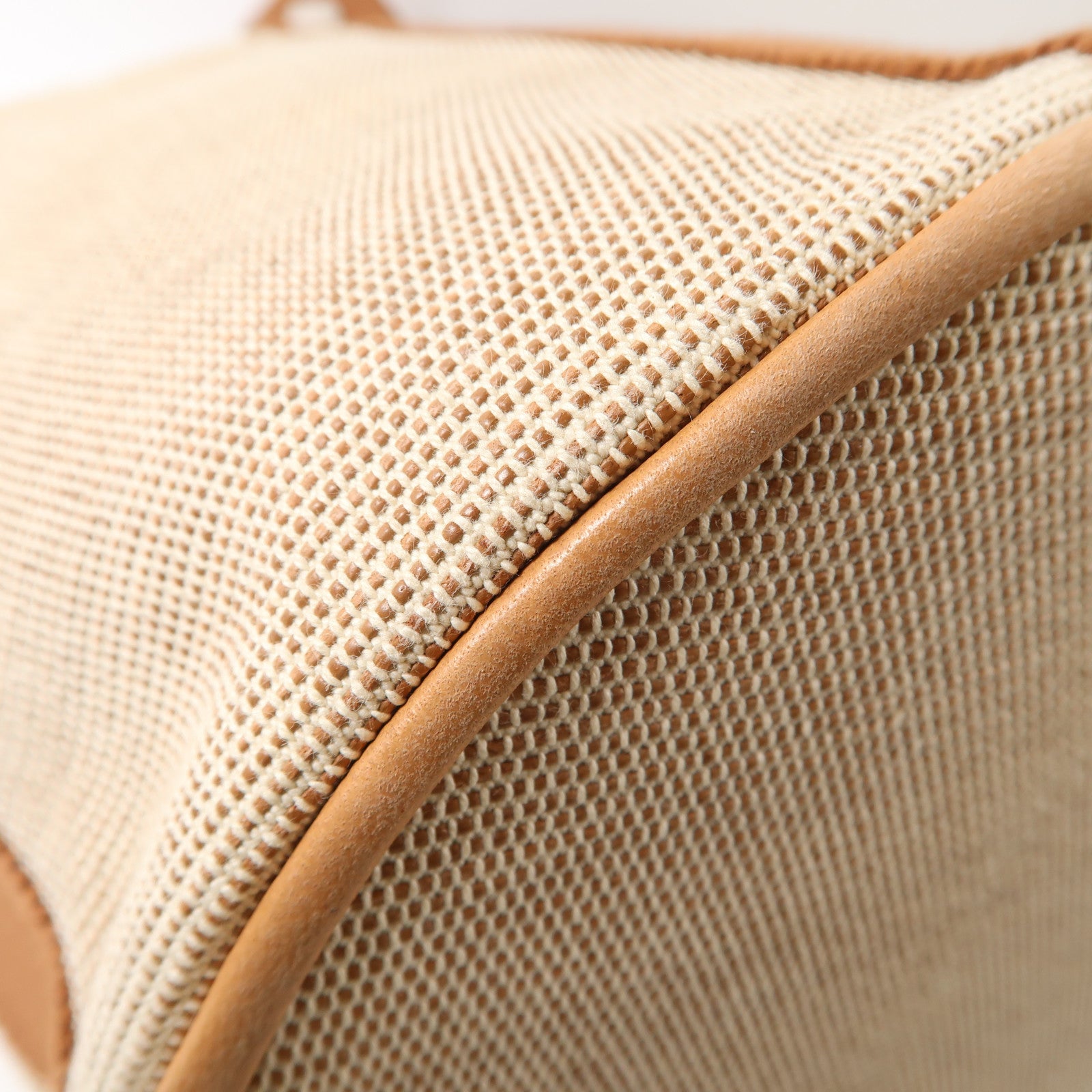 HERMES 帆布Saxo MM Bucket Tote銀扣手挽袋啡色