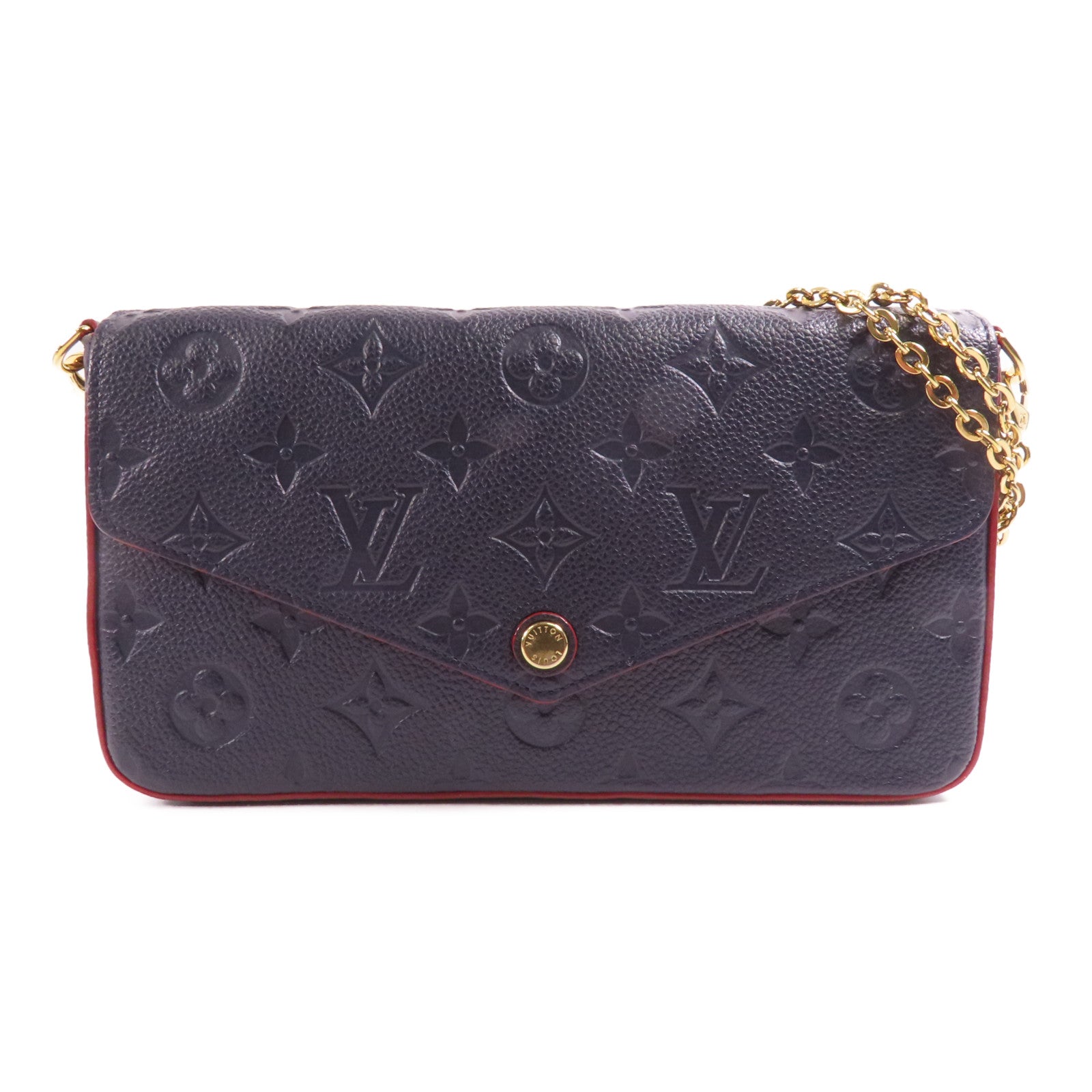 LOUIS VUITTON Monogram Empreinte Felicie Pochette金扣鏈帶肩背袋