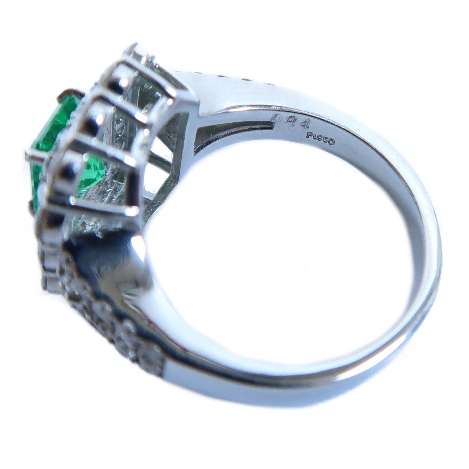 JEWELRY 【激減優惠】PT950鉑金Emerald Ring 0.84ct綠寶石/0.96ct鑽石戒指US#5.5