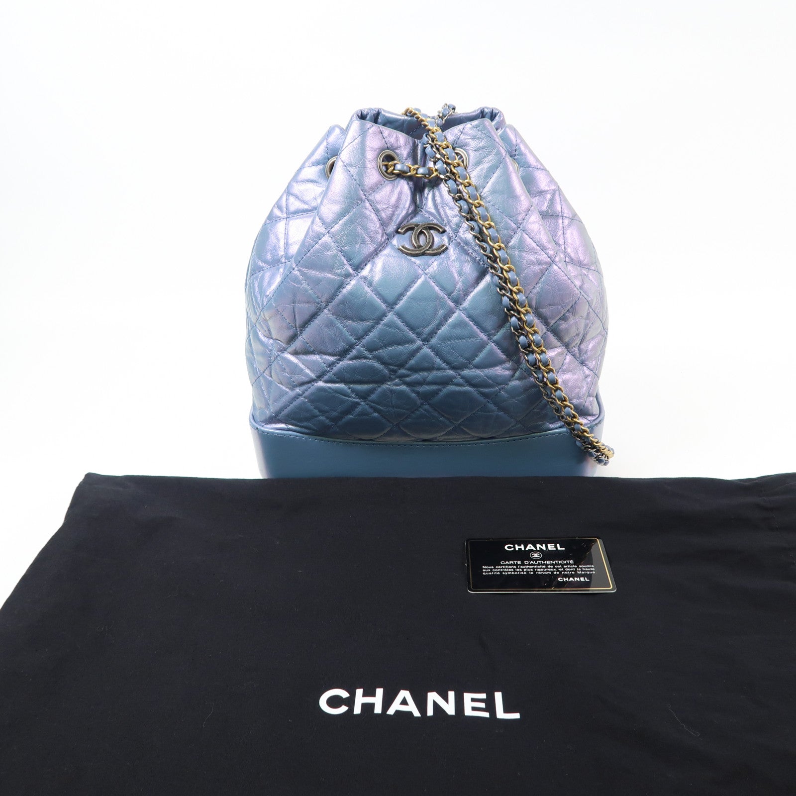 CHANEL 牛皮皮革Garbrielle Backpack鏈帶背包