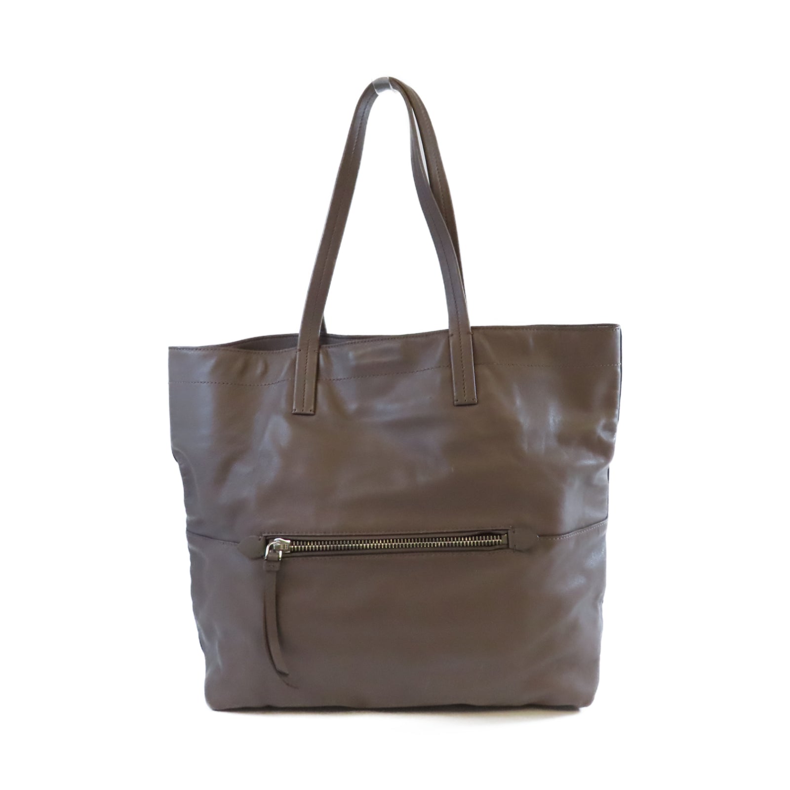 Miu Miu 【激減優惠】牛皮皮革Tote Bag銀扣肩背袋啡色