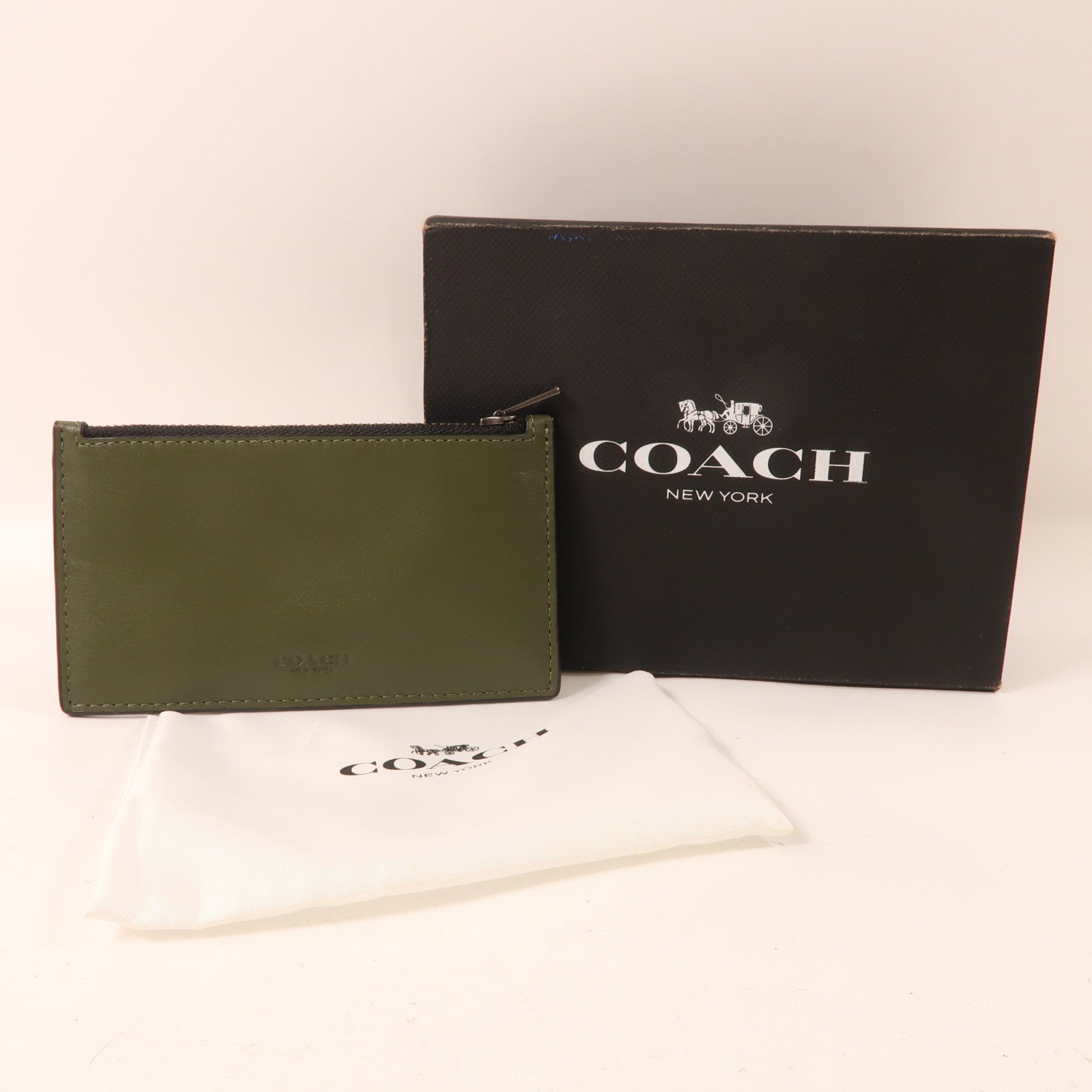 COACH 牛皮皮革Card Case卡片套墨綠色