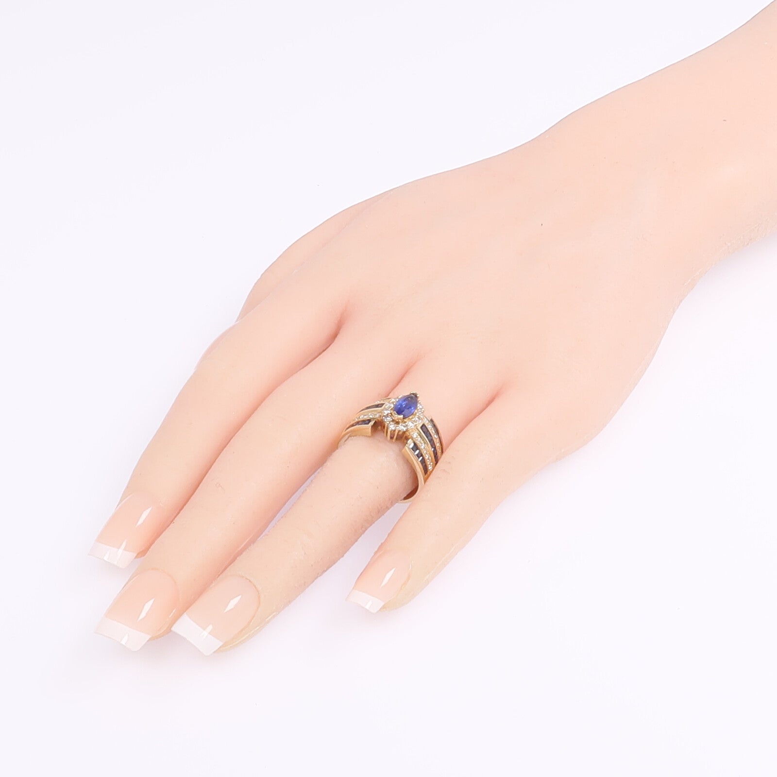 JEWELRY 14K黃金Sapphire Diamond Ring藍寶石/鑽石戒指US#7.5