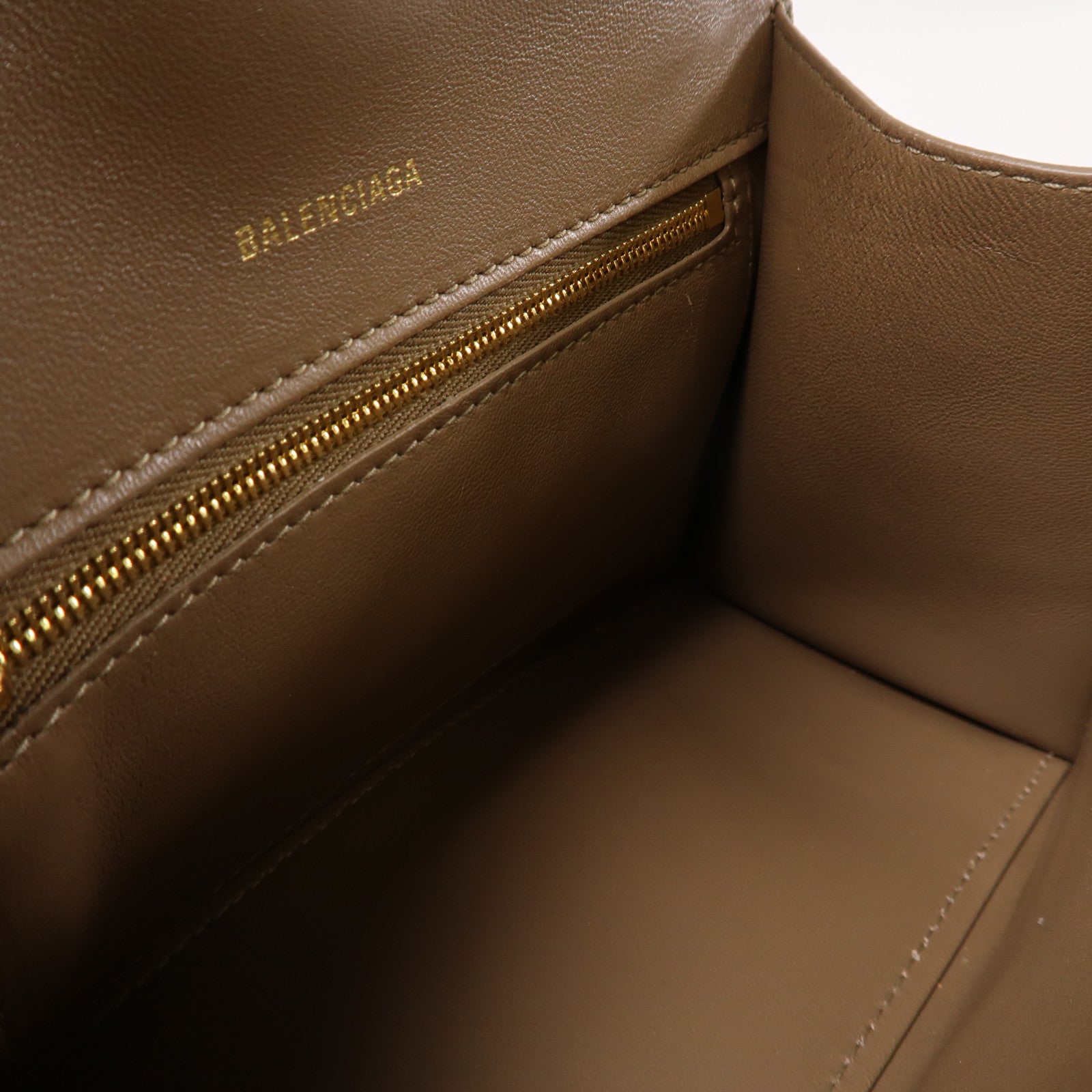 BALENCIAGA 牛皮皮革Hourglass銀扣手挽肩背兩用袋啡色