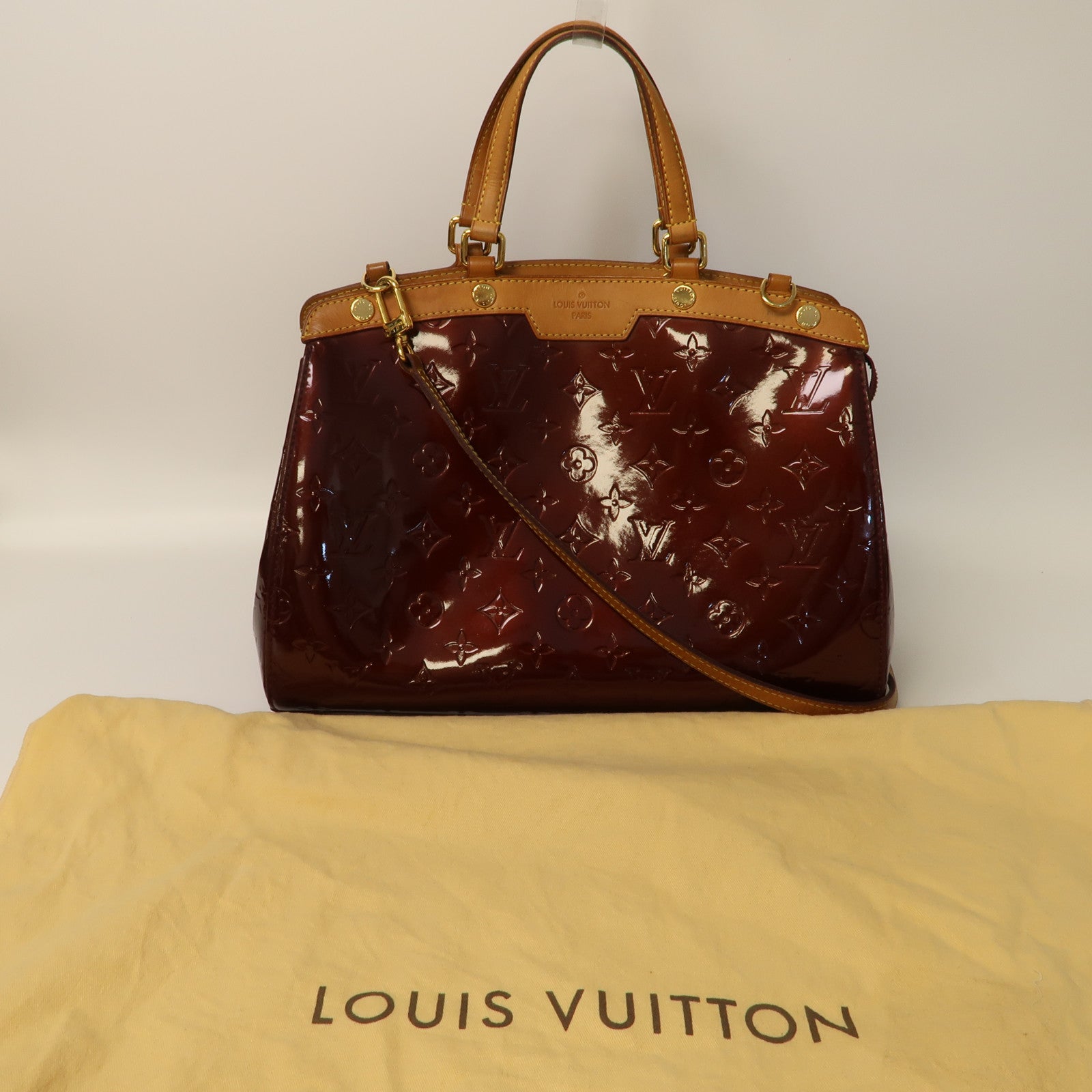 LOUIS VUITTON 【激減優惠】Vernis Blair GM金扣手挽肩背兩用袋酒紅色