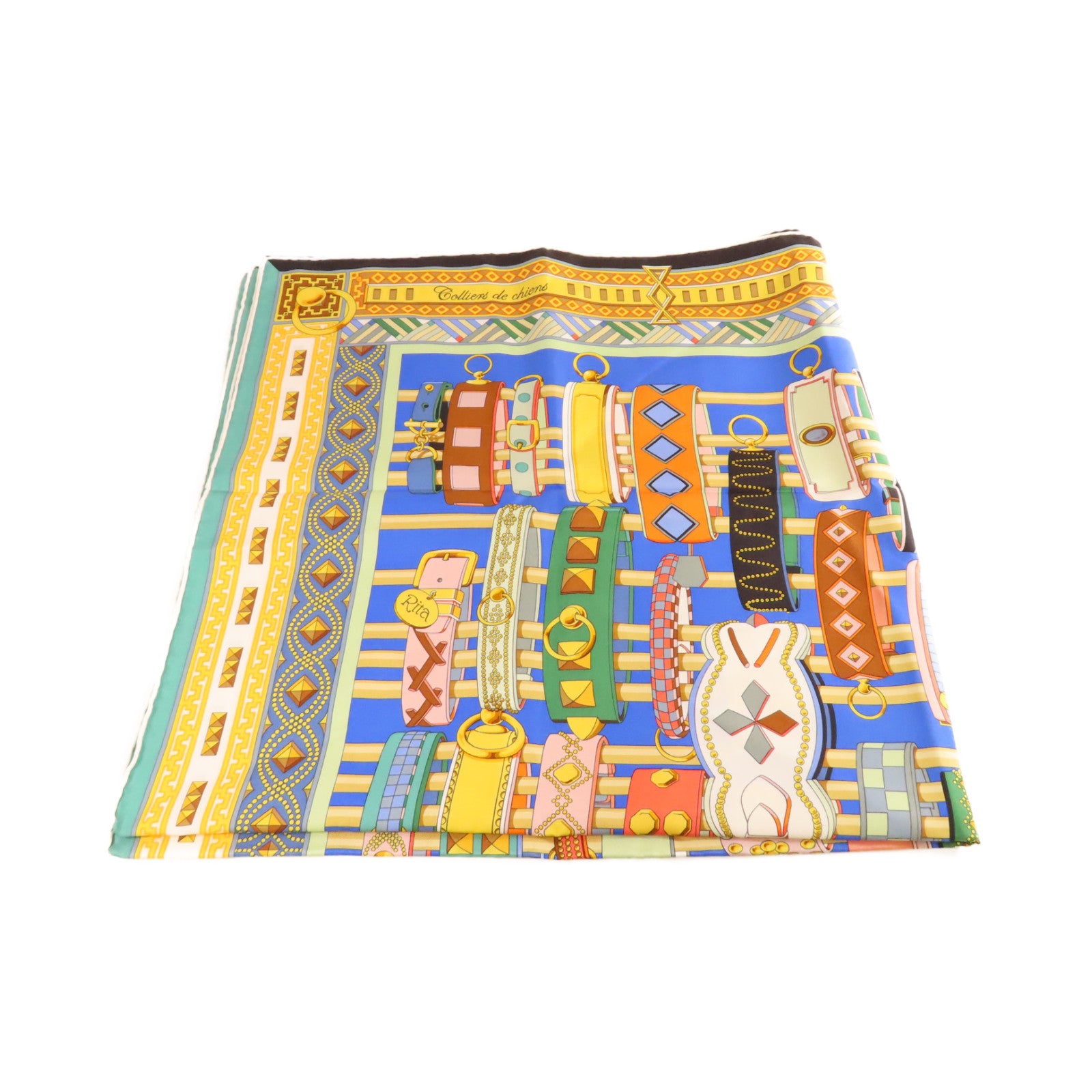 HERMES 絲質90x90 Scarf絲巾黃色/彩色
