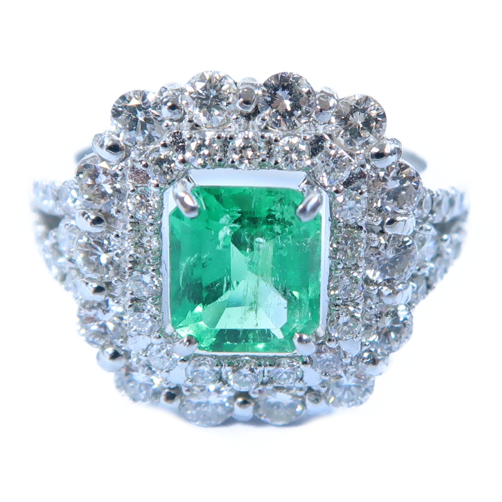 JEWELRY 【激減優惠】PT950鉑金Emerald Ring 0.84ct綠寶石/0.96ct鑽石戒指US#5.5