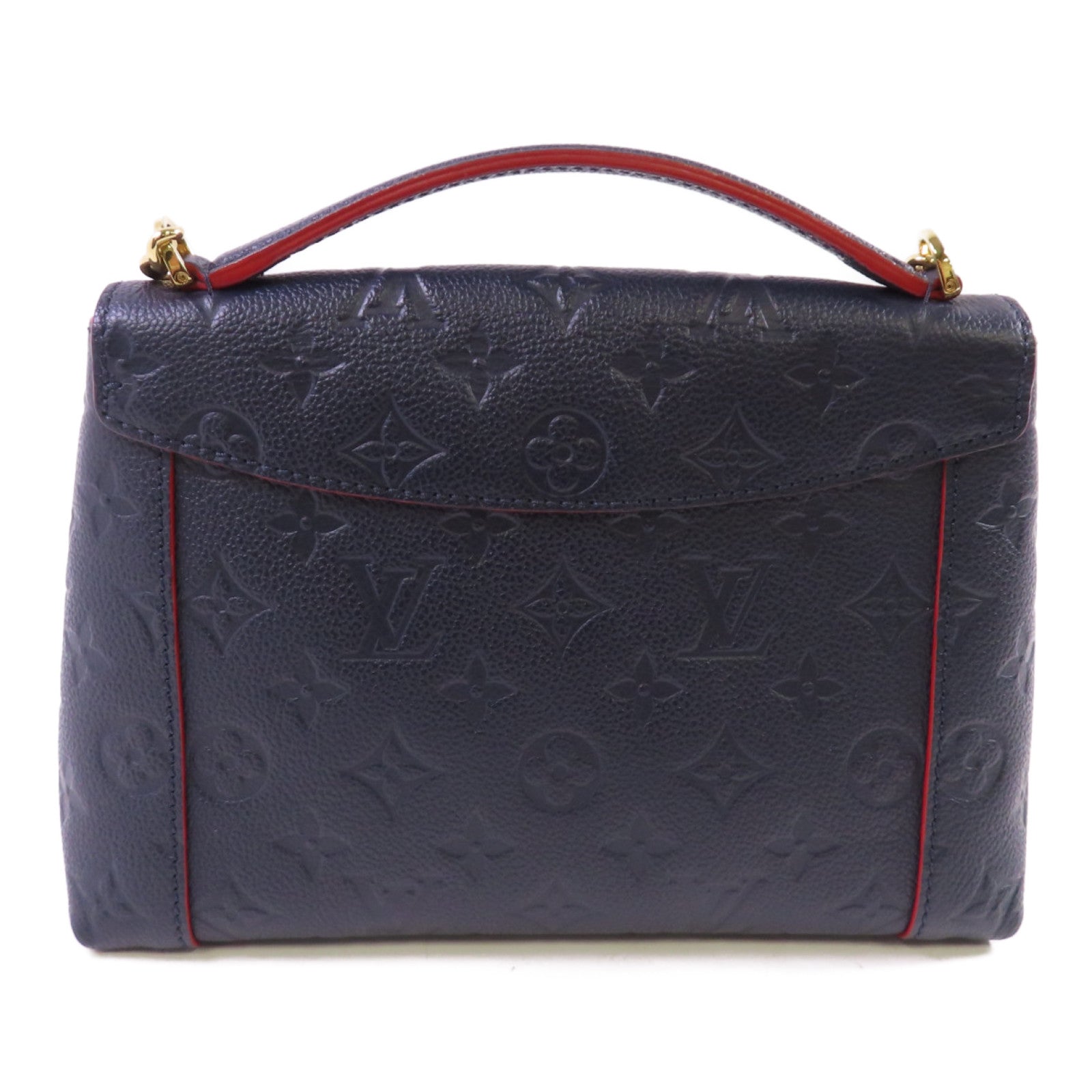 LOUIS VUITTON Monogram-Empreinte Blanche BB 2Way Shoulder Bag金扣手挽肩背兩用袋寶藍色/紅色