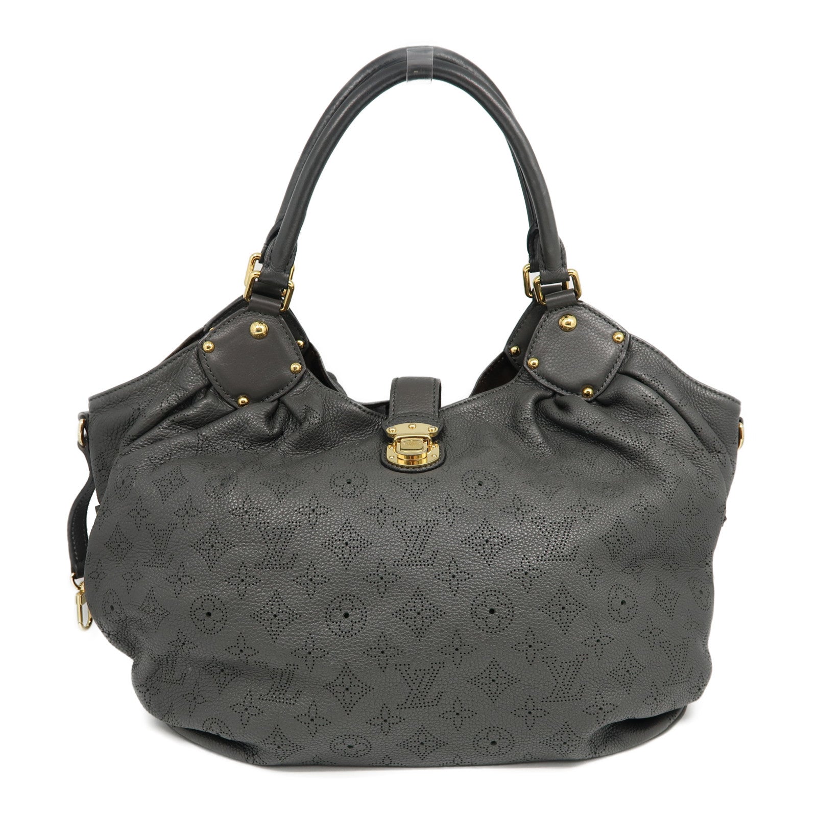 LOUIS VUITTON 【激減優惠】Monogram Mahina L金扣肩背袋灰色