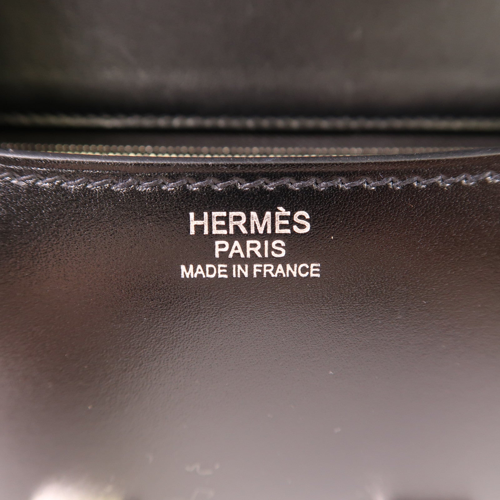 HERMES 皮革Constance 24肩背袋銀扣肩背袋Noir