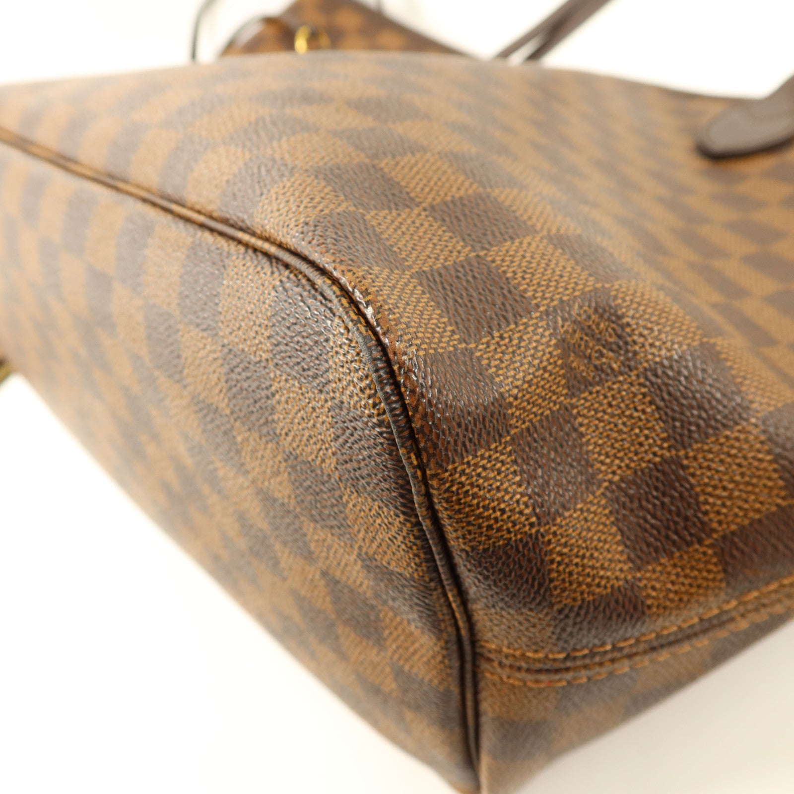LOUIS VUITTON Damier Neverfull MM金扣手挽袋