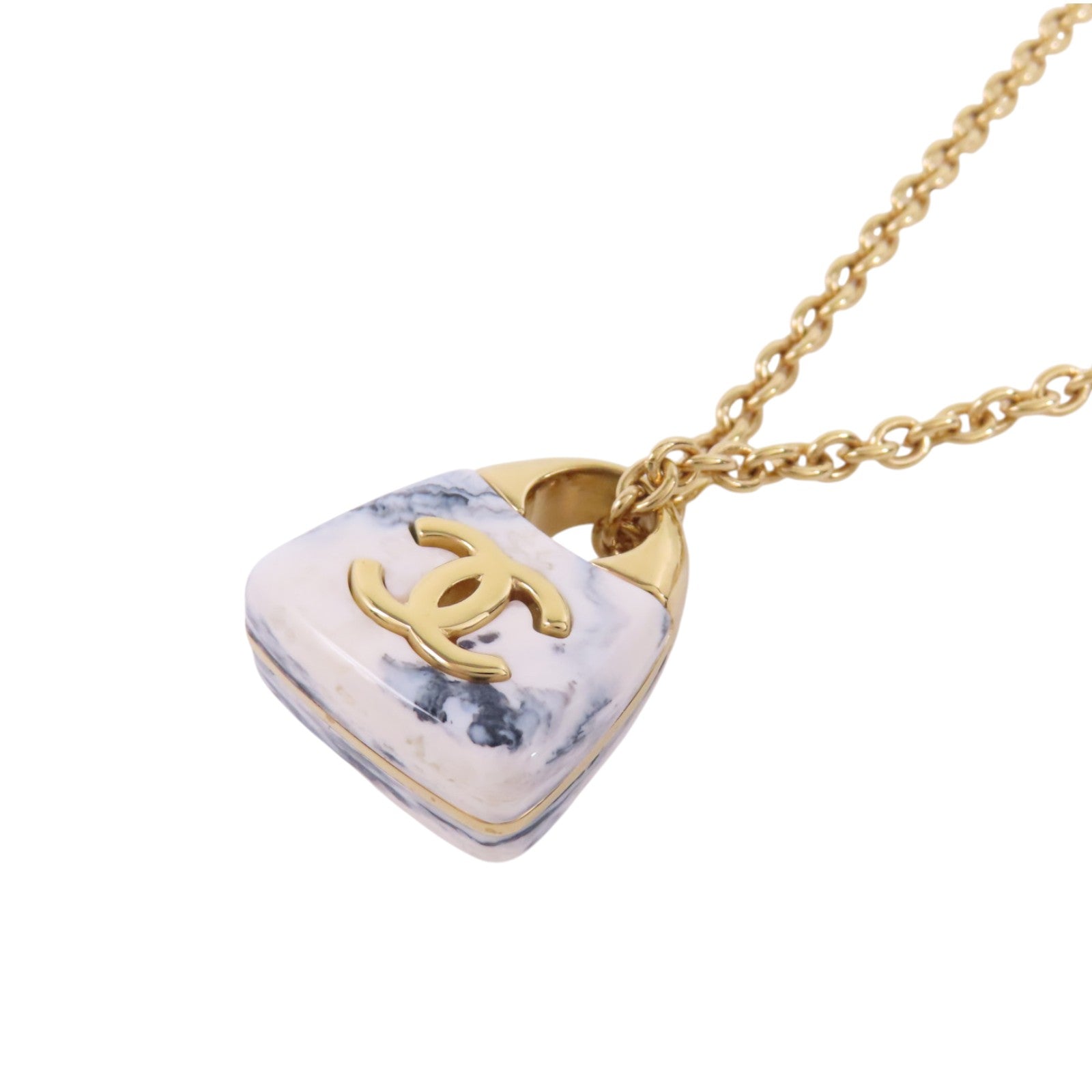 CHANEL CC GHW Necklace B23A Metal PVC White Blue