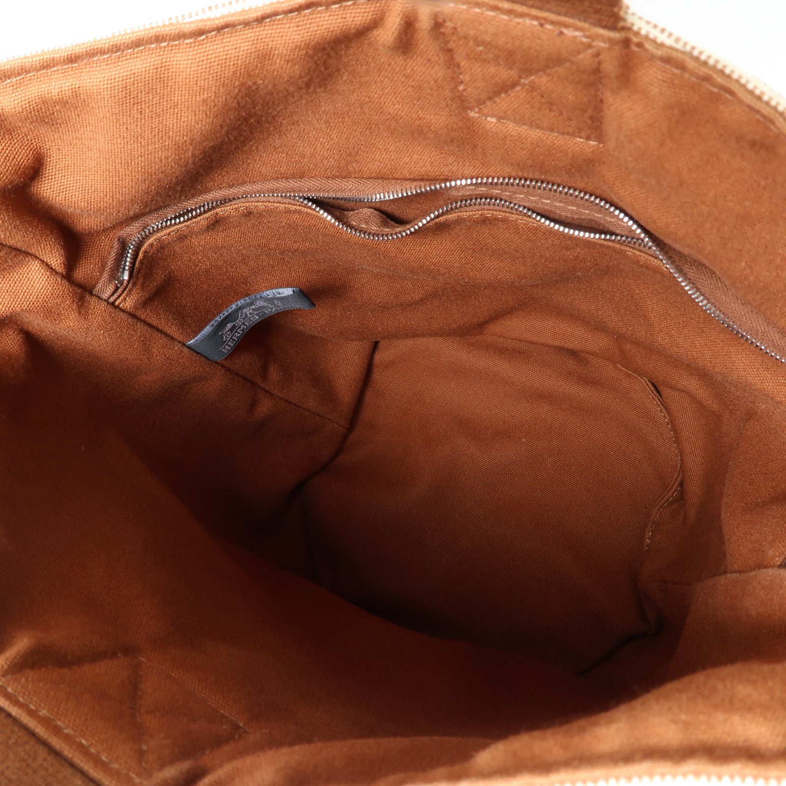 HERMES 帆布Saxo MM Bucket Tote銀扣手挽袋啡色