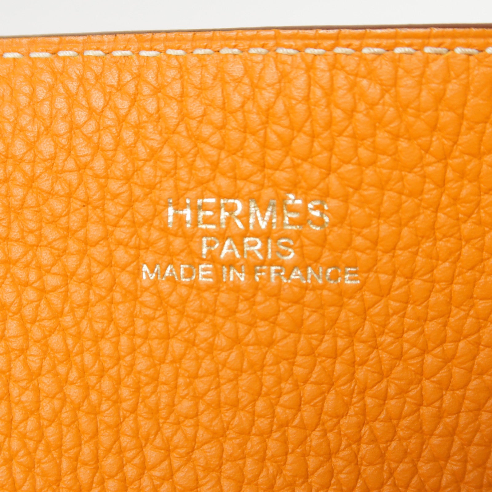HERMES Clemence皮革Double Sens 45肩背袋Gold/Orange