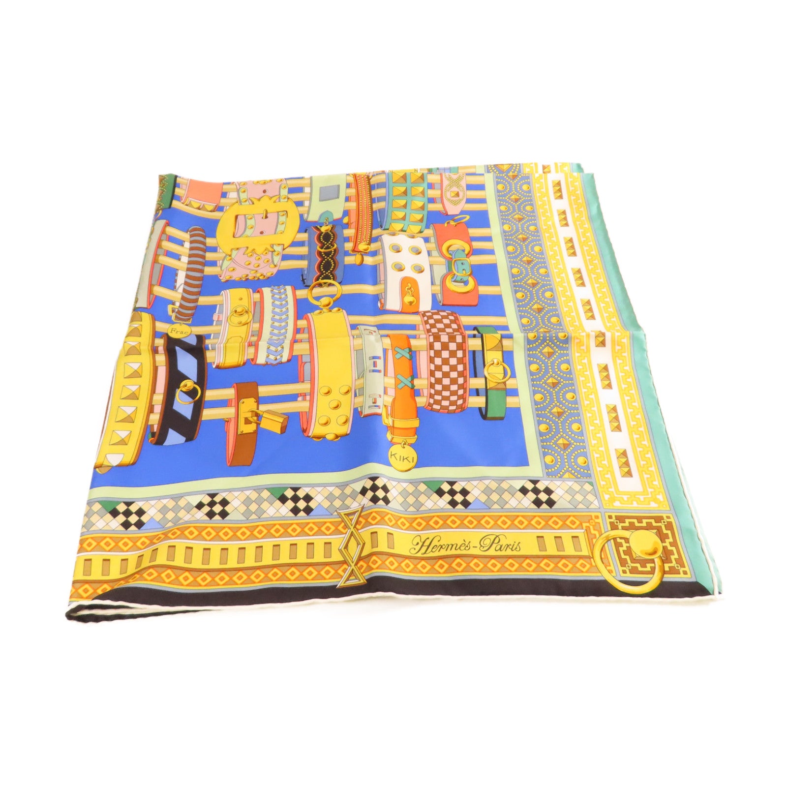 HERMES 絲質90x90 Scarf絲巾黃色/彩色