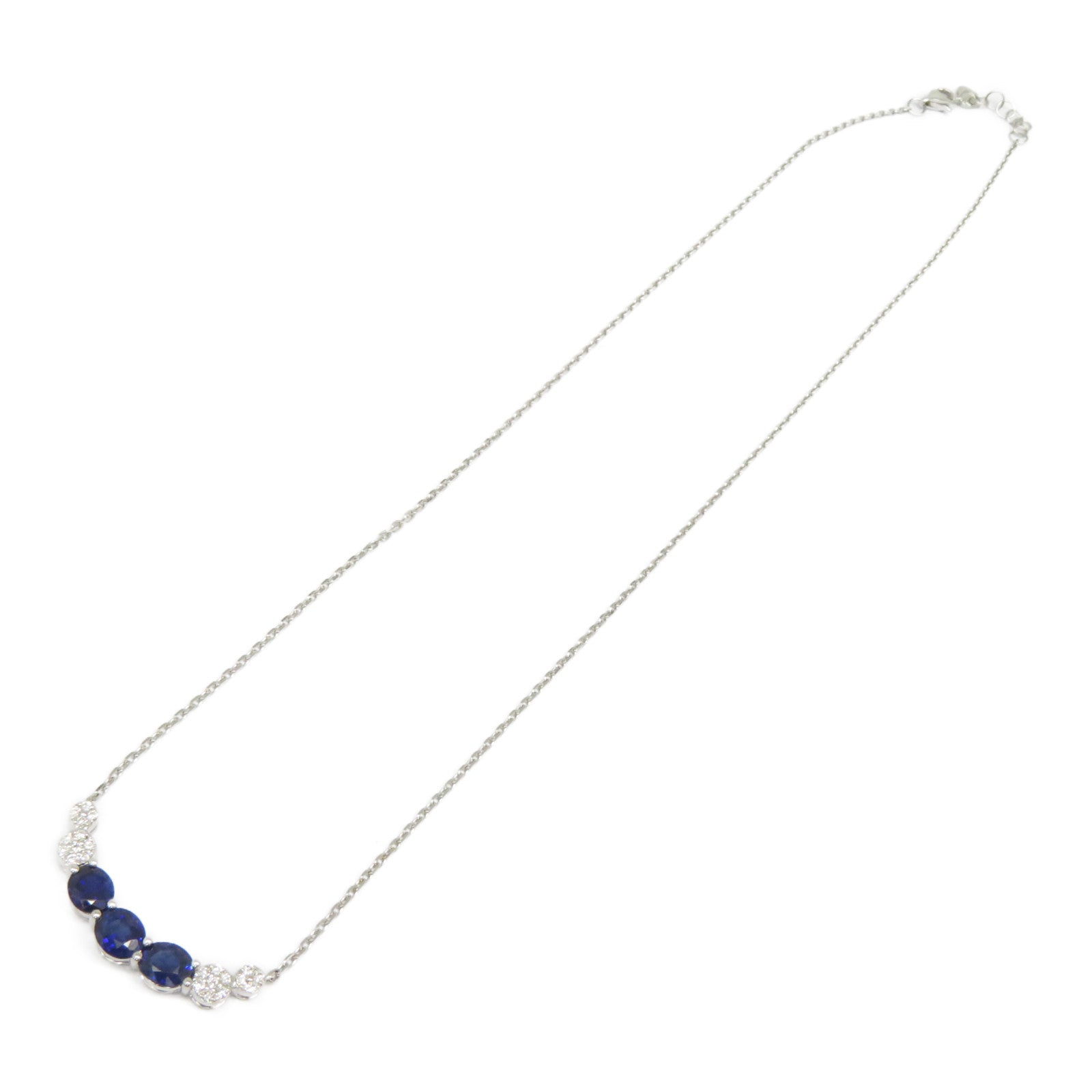 JEWELRY 【激減優惠】18K白金Sapphire Necklace 1.300ct藍寶石/0.132ct鑽石項鍊