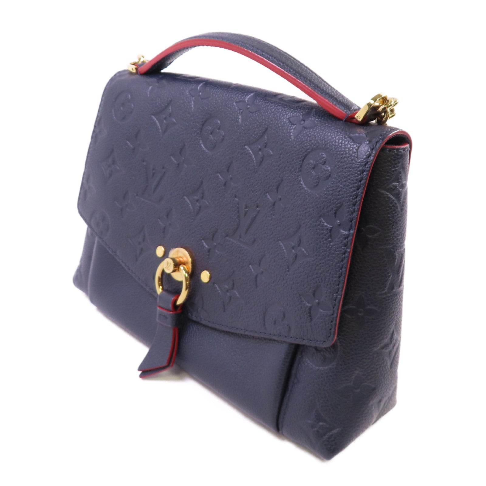 LOUIS VUITTON Monogram-Empreinte Blanche BB 2Way Shoulder Bag金扣手挽肩背兩用袋寶藍色/紅色