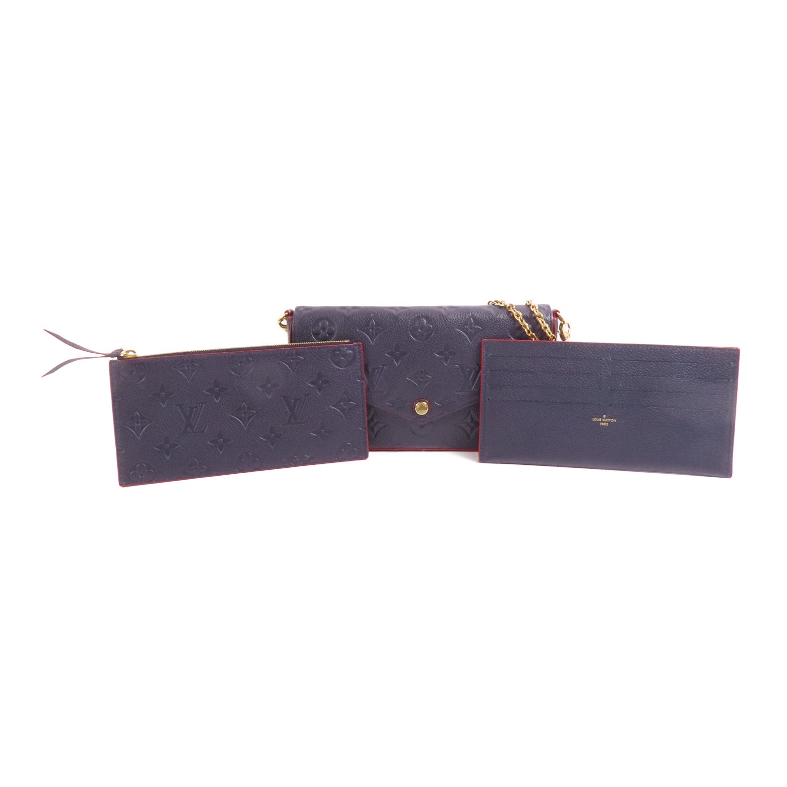 LOUIS VUITTON Monogram Empreinte Felicie Pochette金扣鏈帶肩背袋