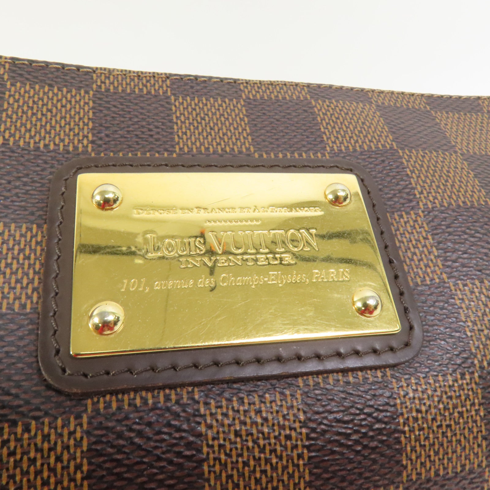 LOUIS VUITTON Damier Eva金扣手挽肩背兩用袋棕色