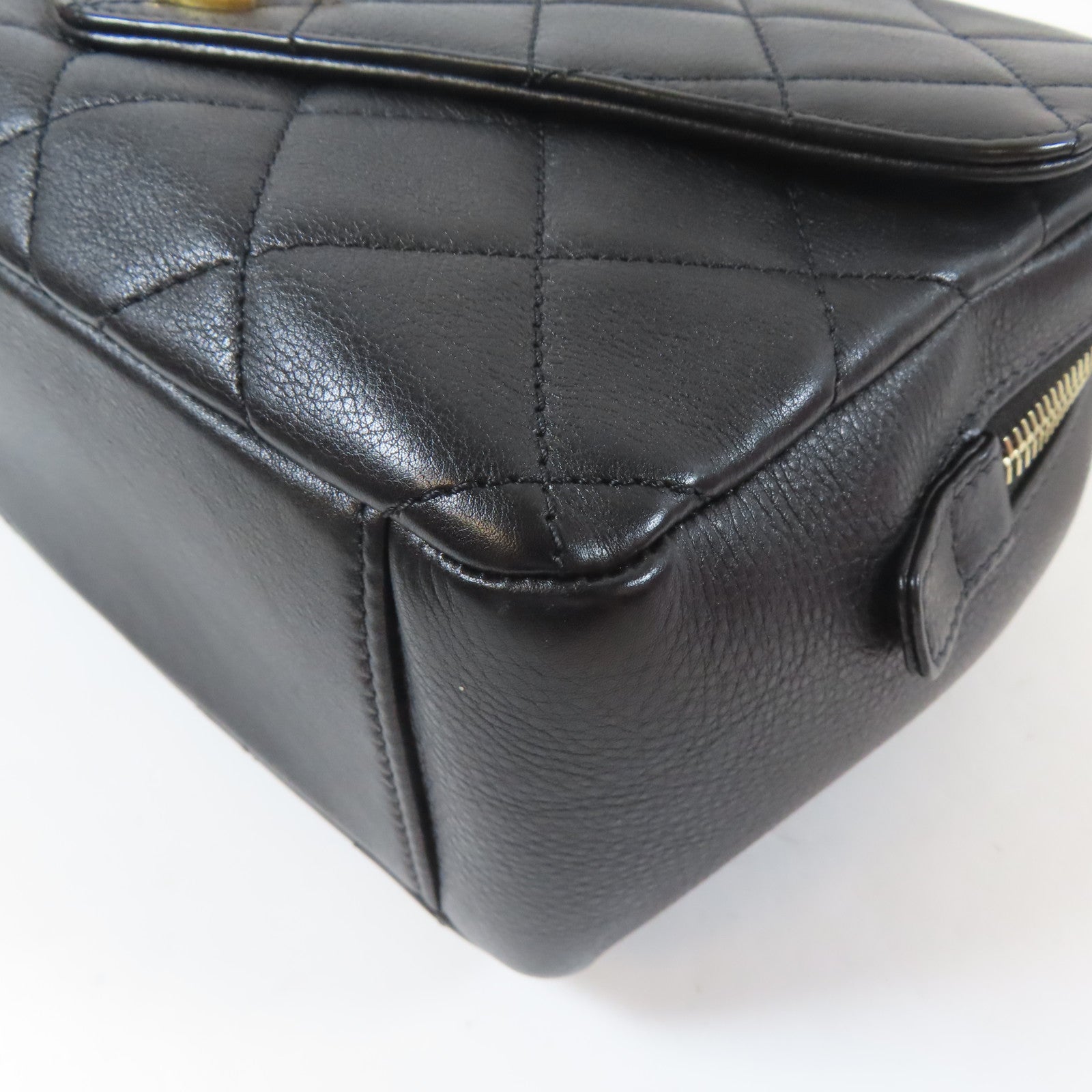 CHANEL 菱格牛皮皮革2way Shoulder Bag金扣鏈帶手挽肩背兩用袋黑色