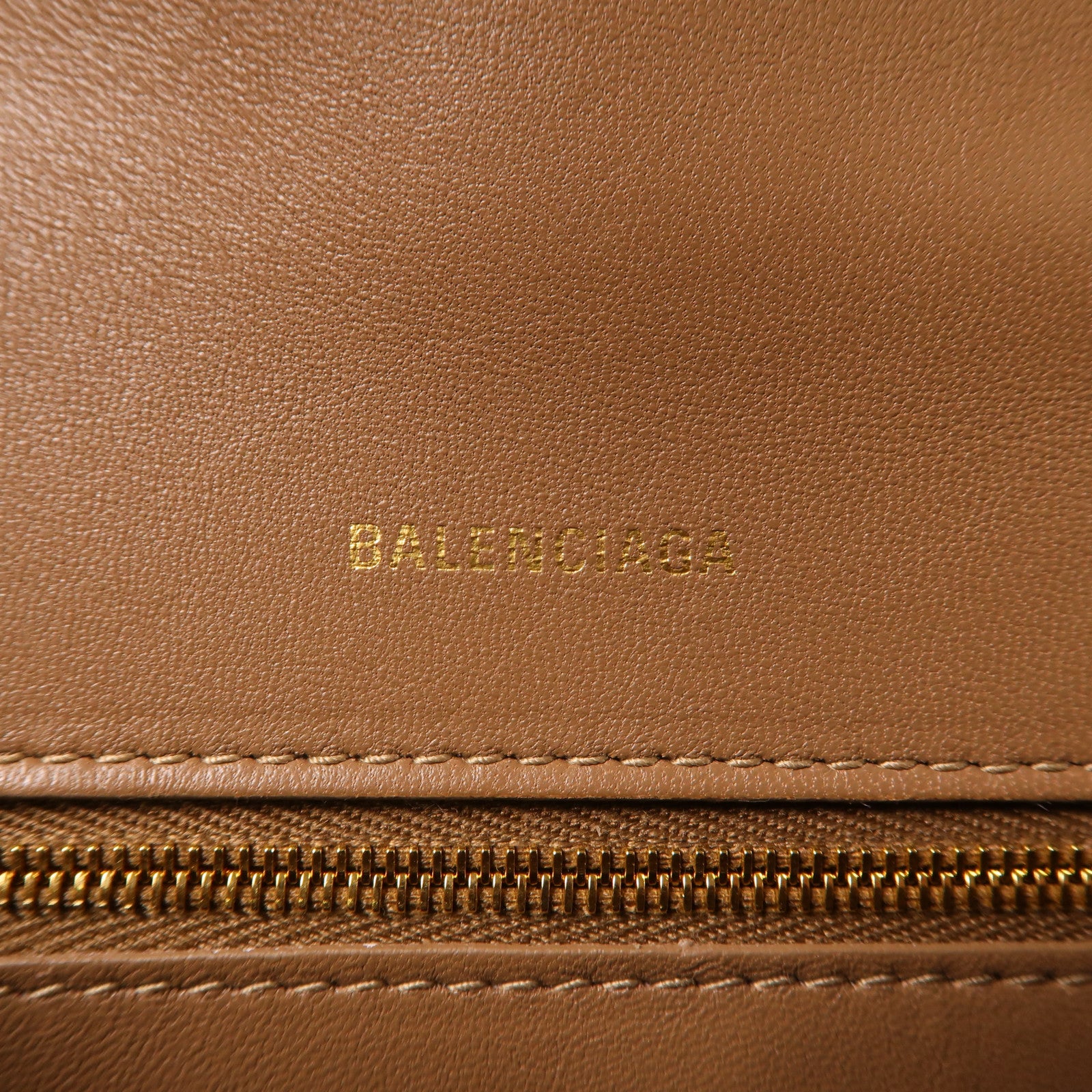 BALENCIAGA 牛皮皮革Hourglass銀扣手挽肩背兩用袋啡色