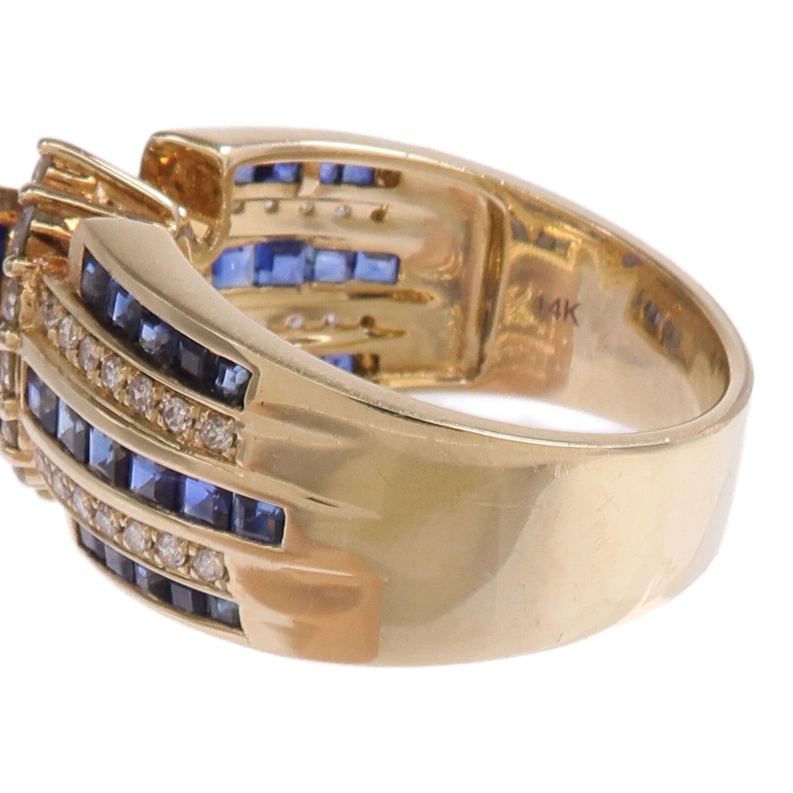 JEWELRY 14K黃金Sapphire Diamond Ring藍寶石/鑽石戒指US#7.5
