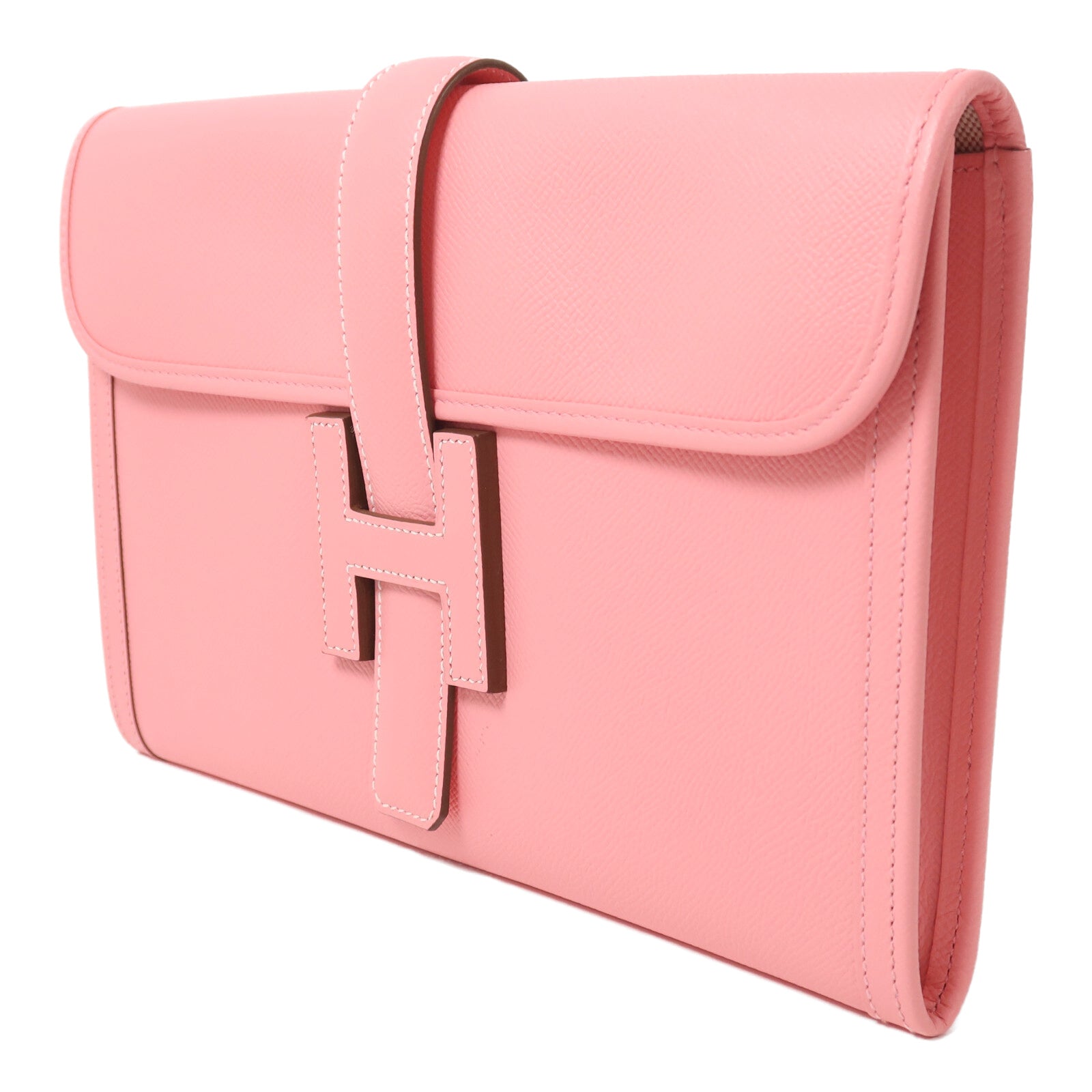 HERMES Epsom皮革Jige Elan PM手拿包Rose Confetti