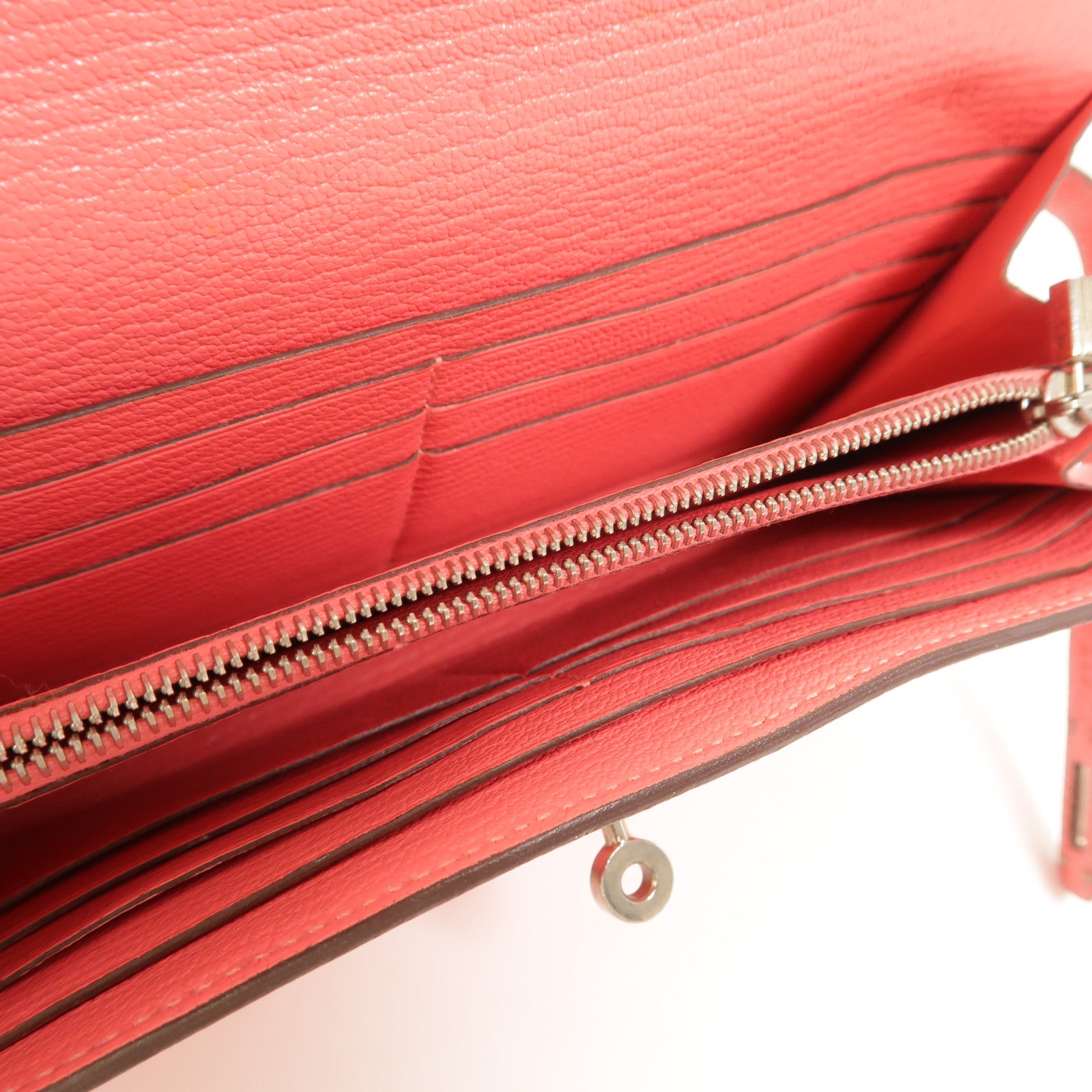 HERMES Chevre皮革Kelly Long Wallet長錢包Rose Lipstick