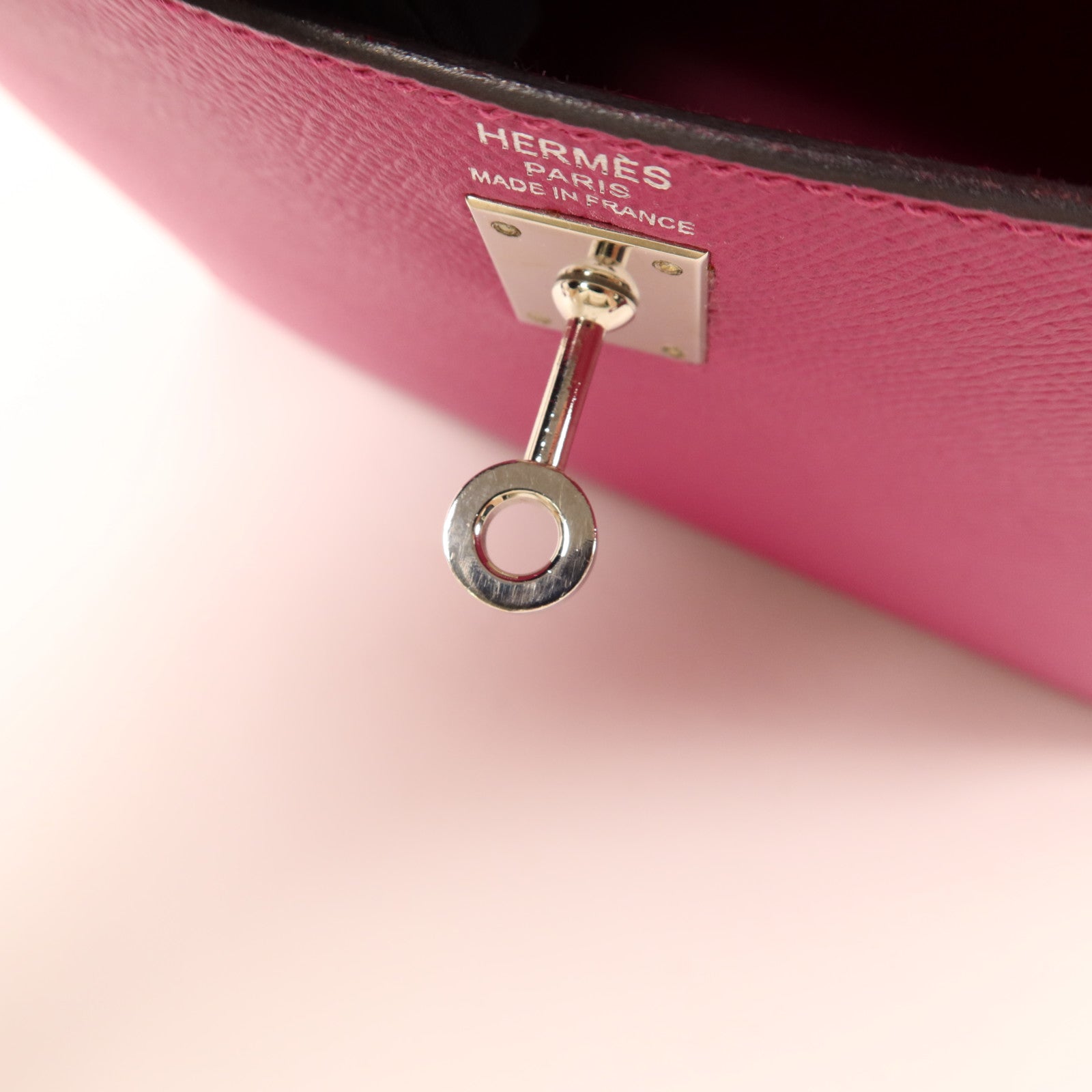 HERMES Epsom皮革Sac Kelly II Sellier 25銀扣手挽肩背兩用袋Rose Pourpre
