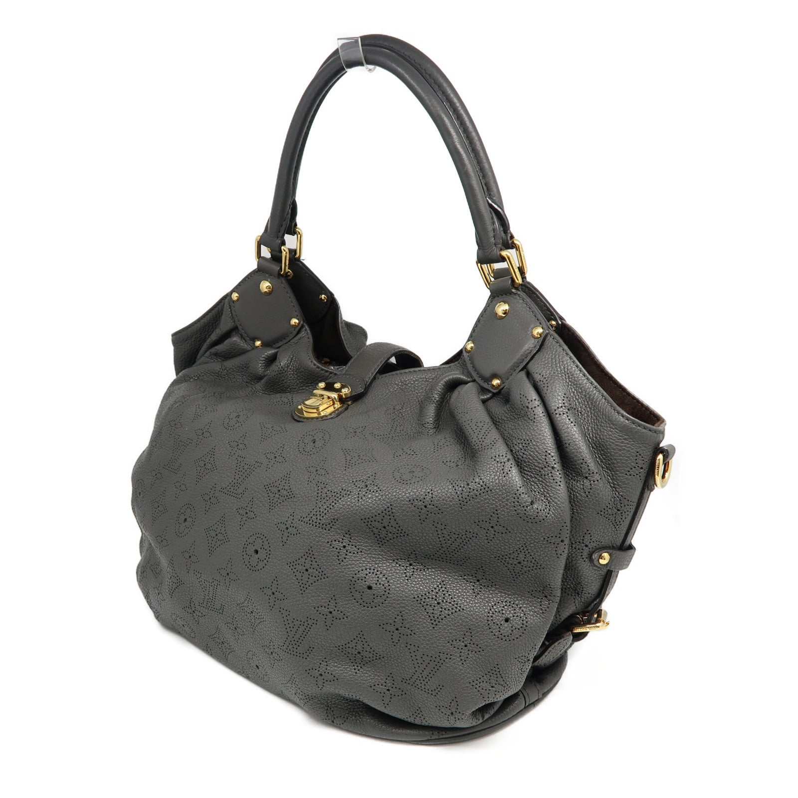 LOUIS VUITTON 【激減優惠】Monogram Mahina L金扣肩背袋灰色