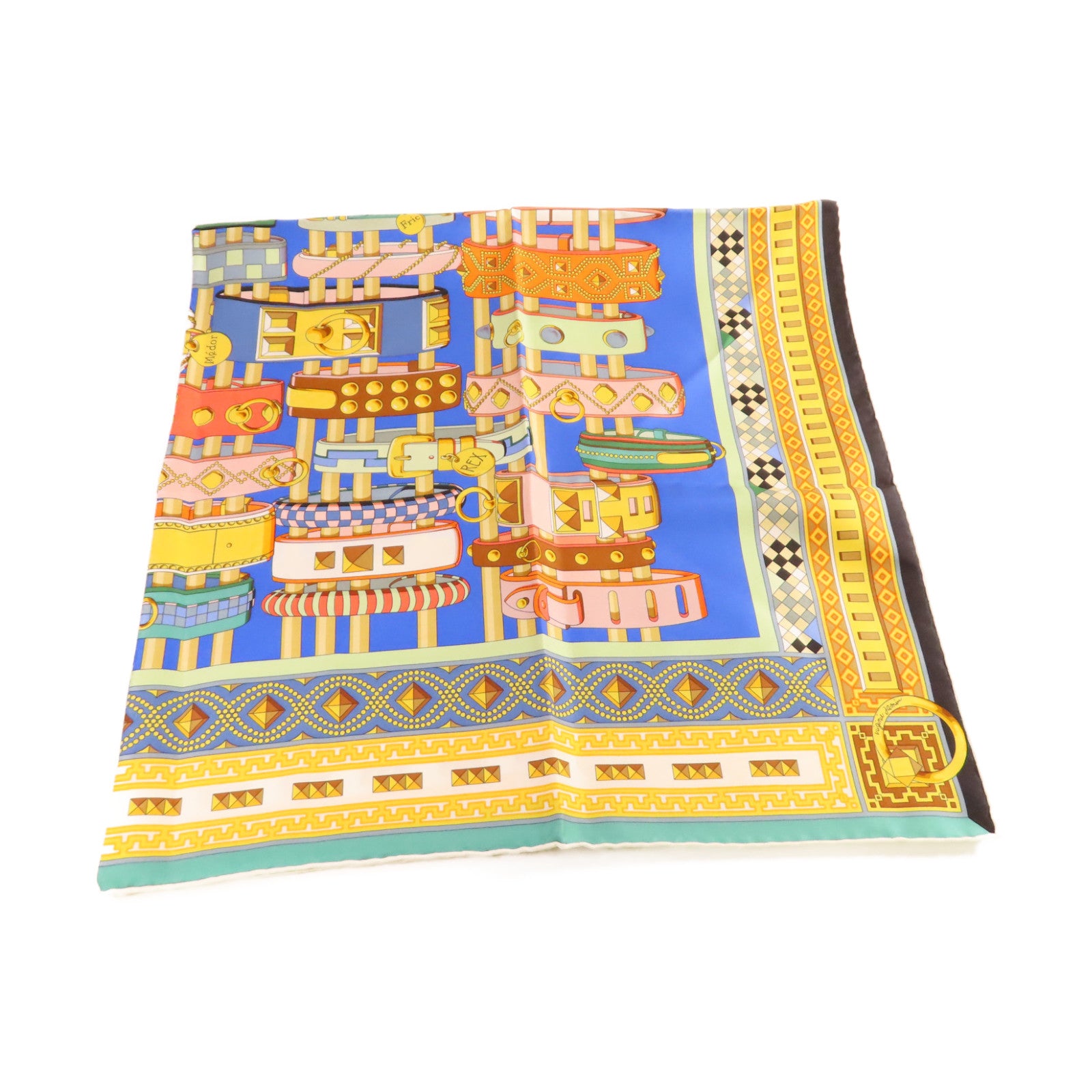HERMES 絲質90x90 Scarf絲巾黃色/彩色