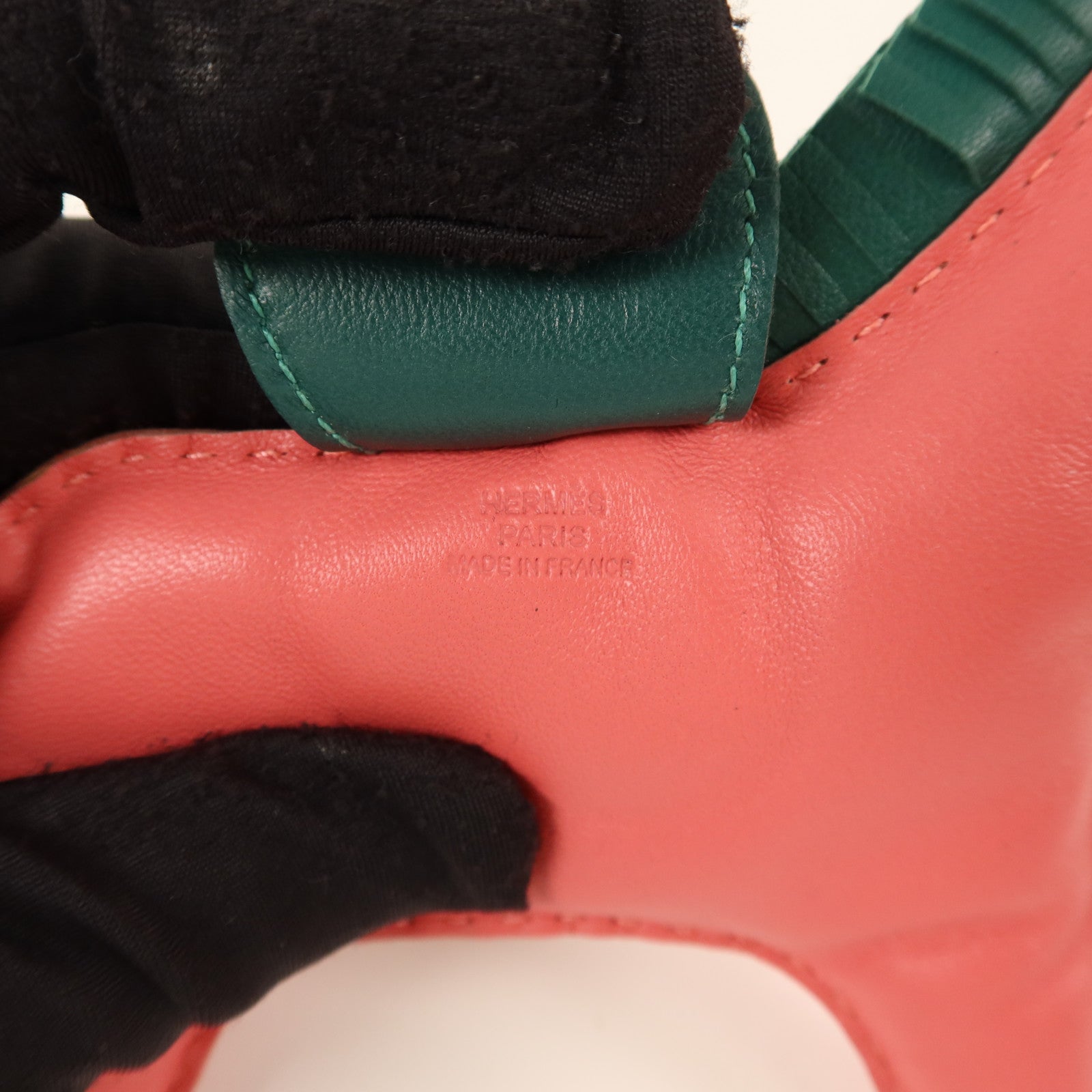 HERMES Milo皮革Rodeo GM掛飾Malachite/Rose Azalee