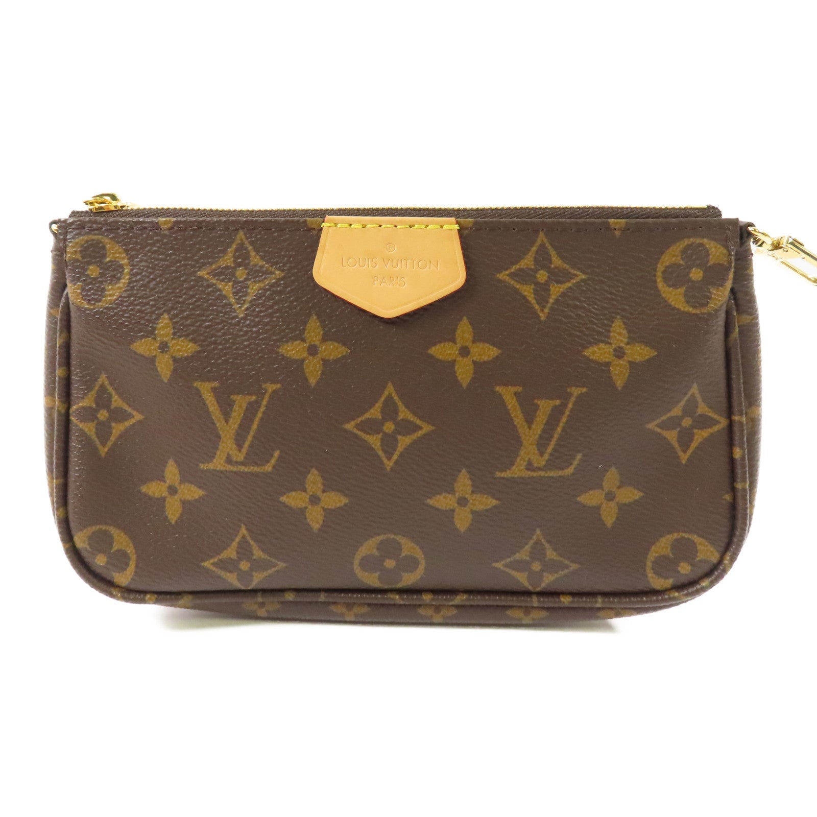 LOUIS VUITTON Monogram Multi Pochette Accessoires金扣肩背袋棕色