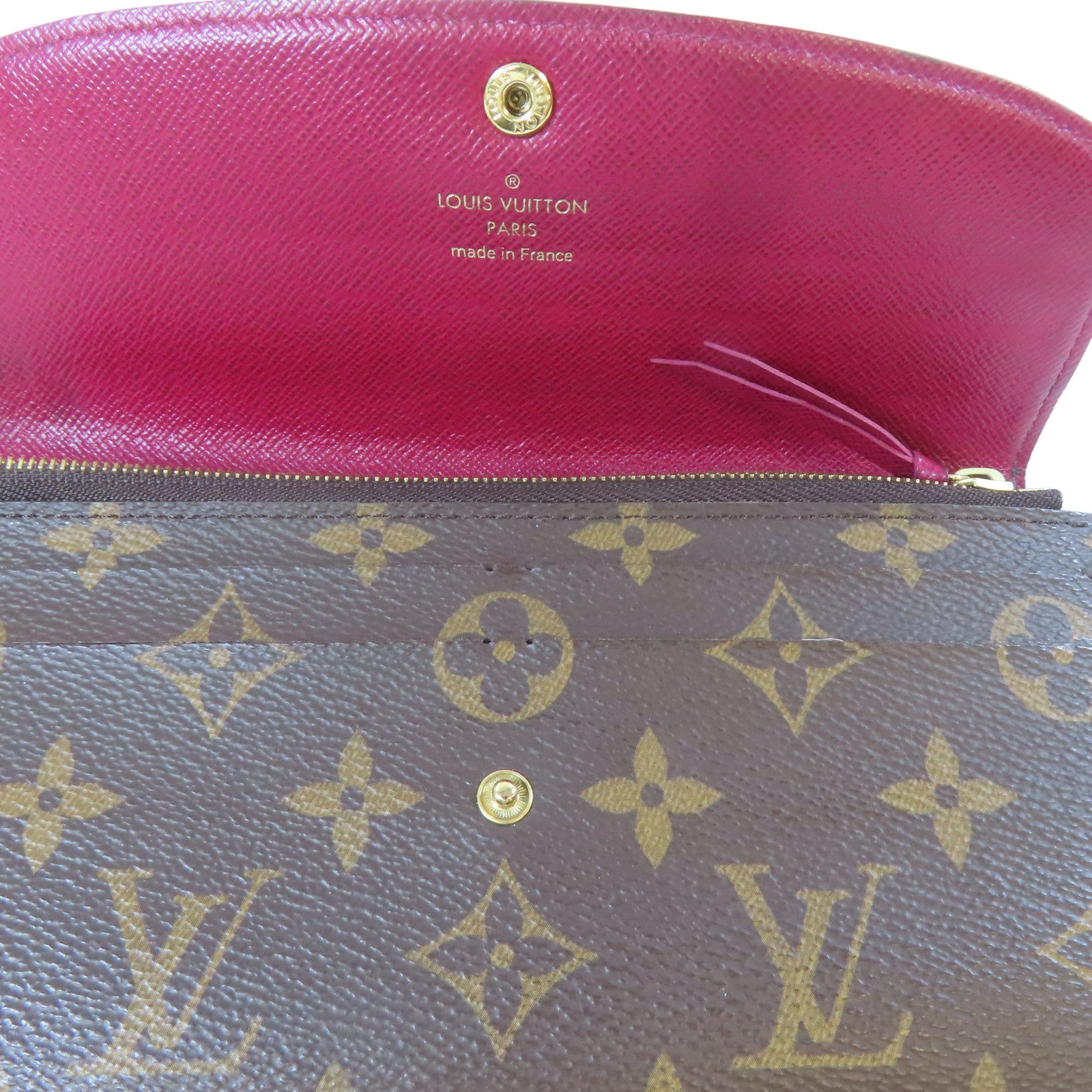 LOUIS VUITTON Monogram Emilie金扣長錢包啡色