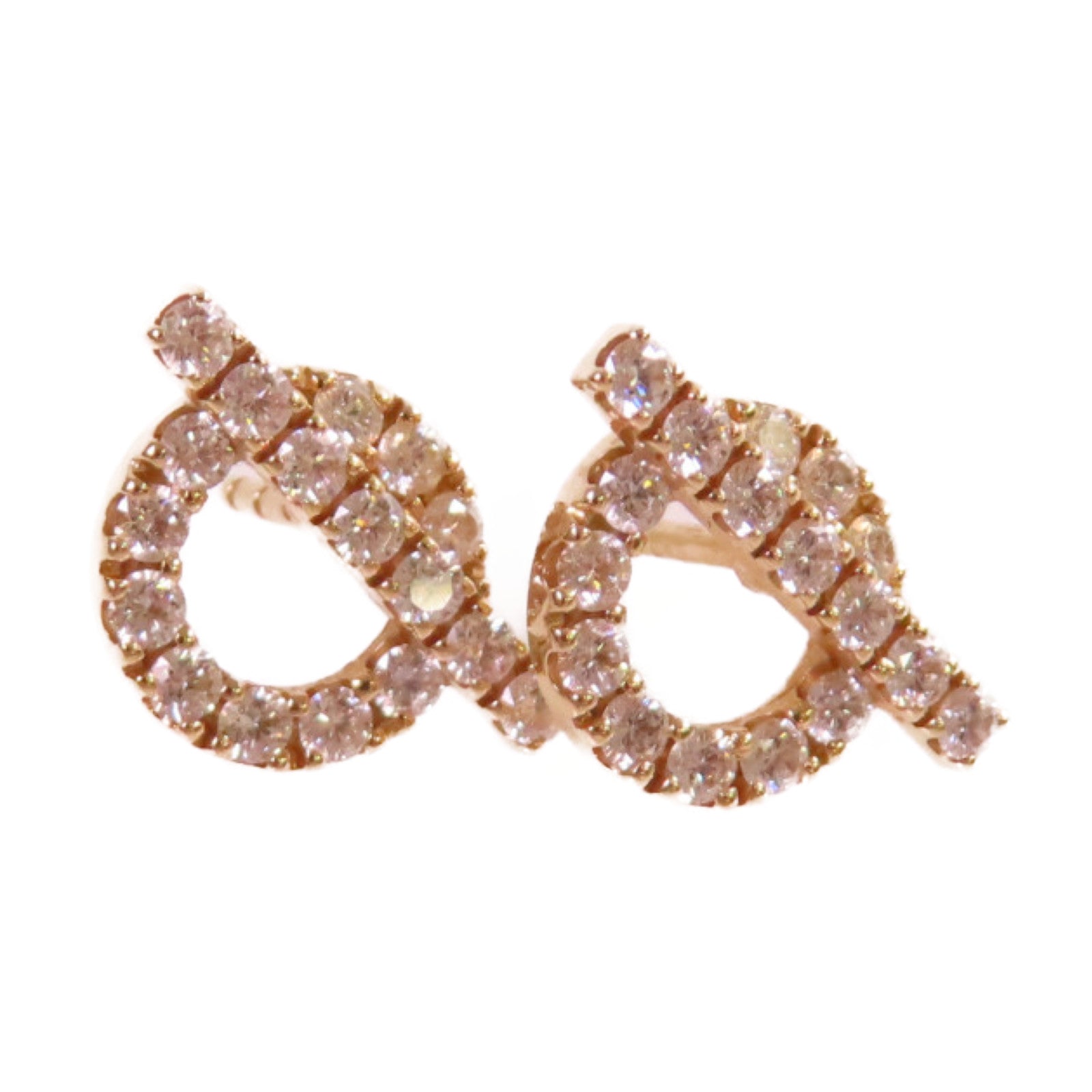 HERMES 18K玫瑰金/0.92ct鑽石Finesse Diamond Earrings耳環