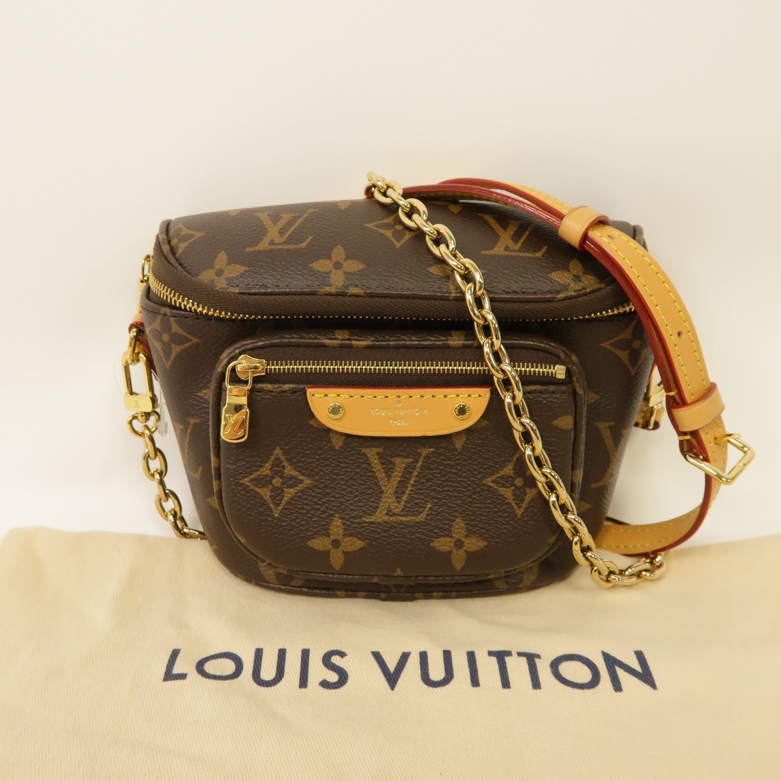 LOUIS VUITTON Monogram Mini Bumbag金扣腰包啡色