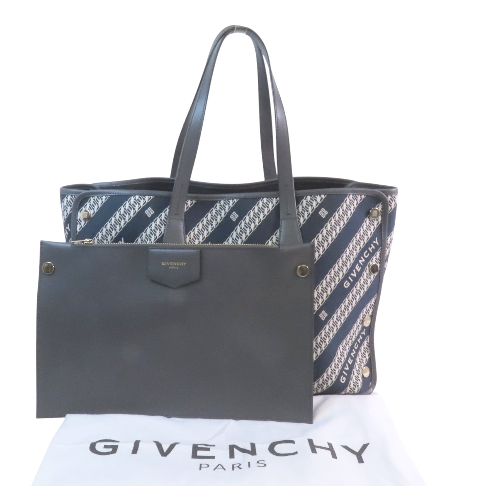 GIVENCHY 帆布Bond Chain Tote Bag銀扣肩背愛