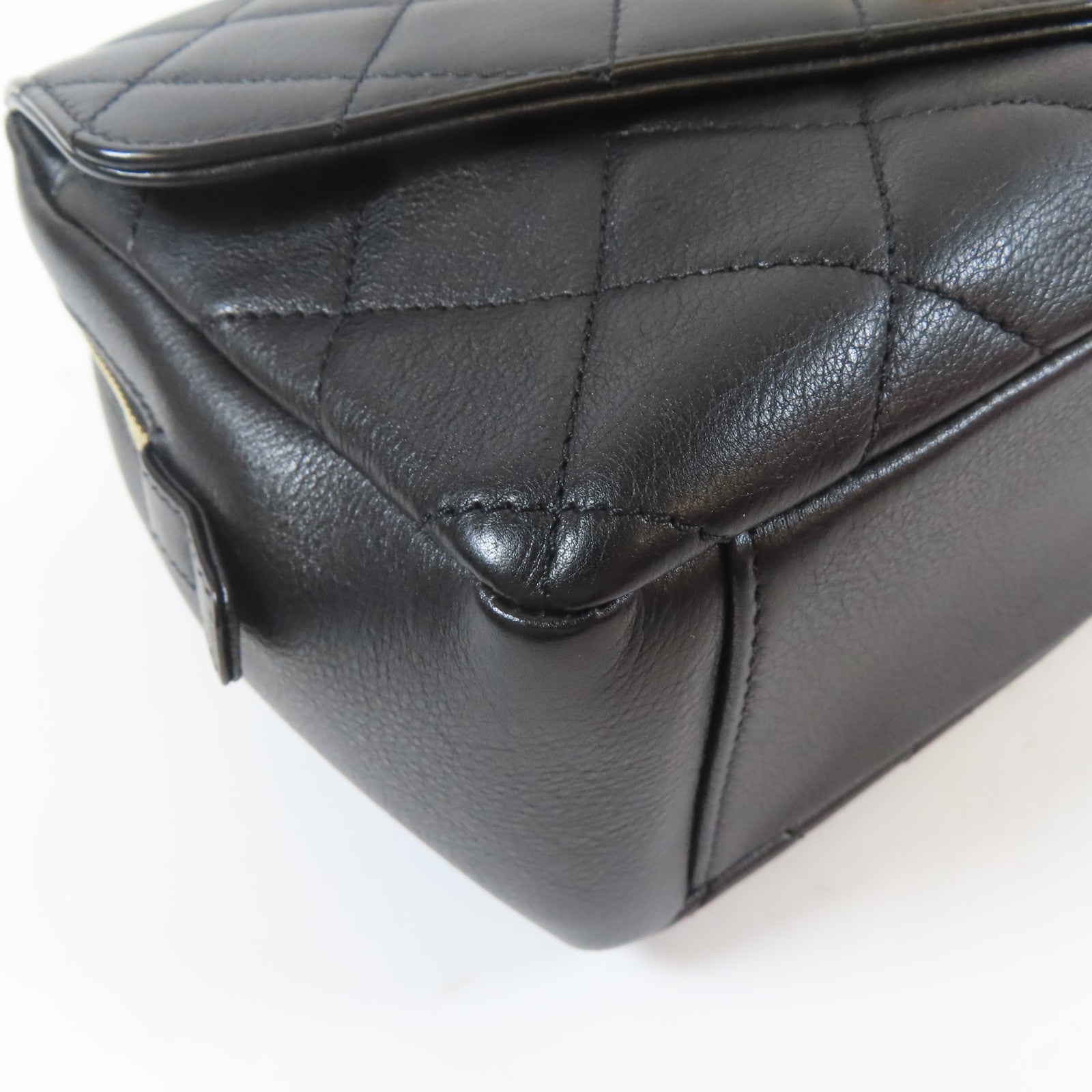 CHANEL 菱格牛皮皮革2way Shoulder Bag金扣鏈帶手挽肩背兩用袋黑色