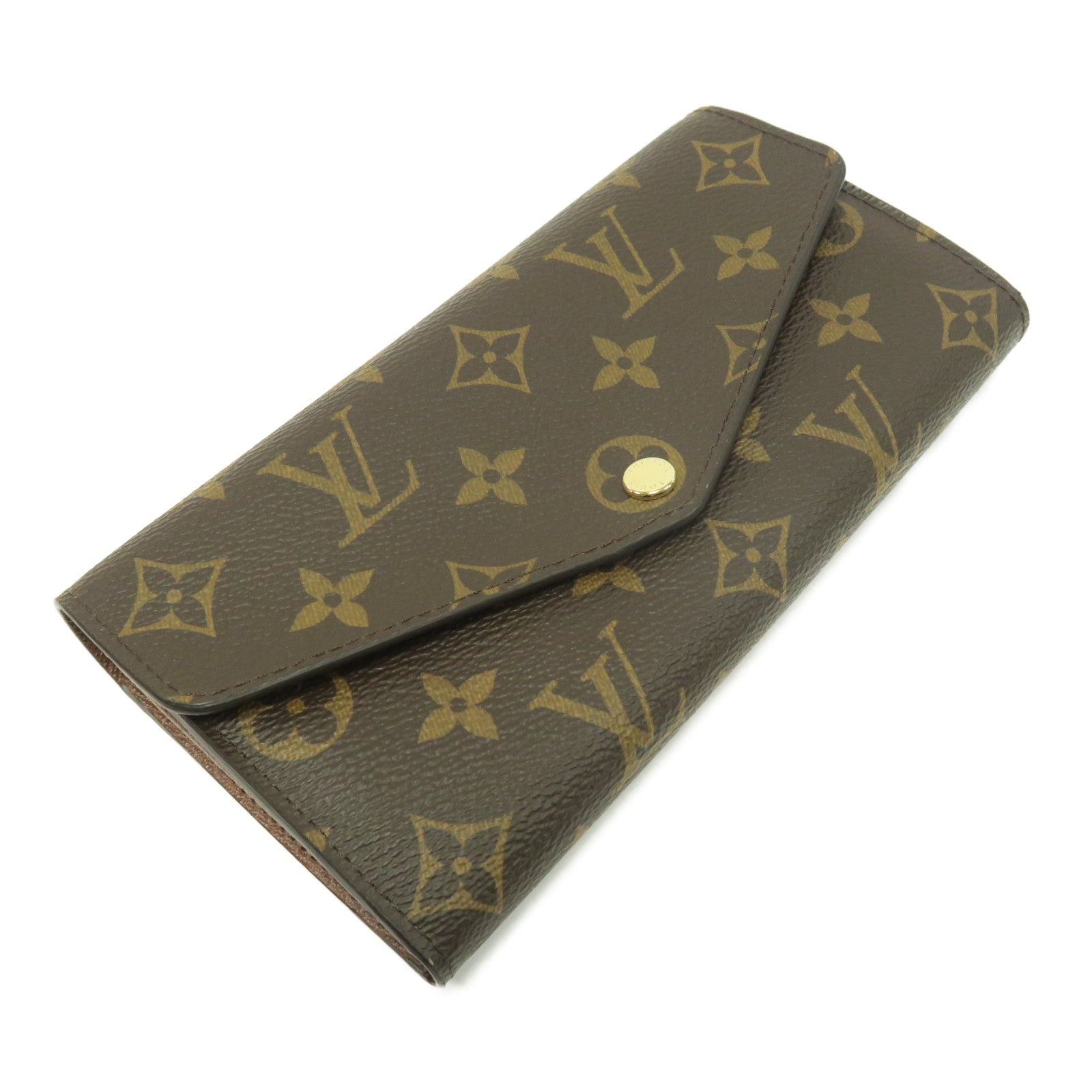 LOUIS VUITTON Monogram Sarah金扣拉鏈長錢包啡色