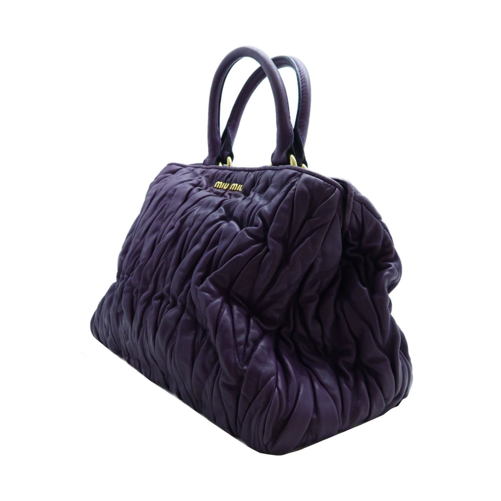 Miu Miu 羊皮皮革2 Way Shoulder金扣手挽肩背兩用袋紫色