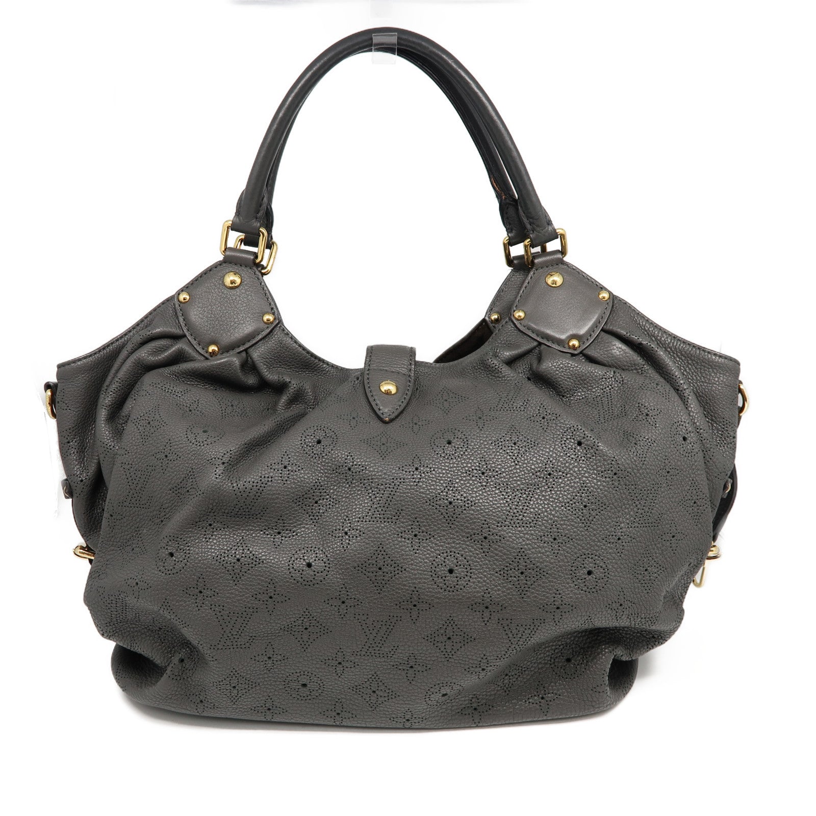 LOUIS VUITTON 【激減優惠】Monogram Mahina L金扣肩背袋灰色