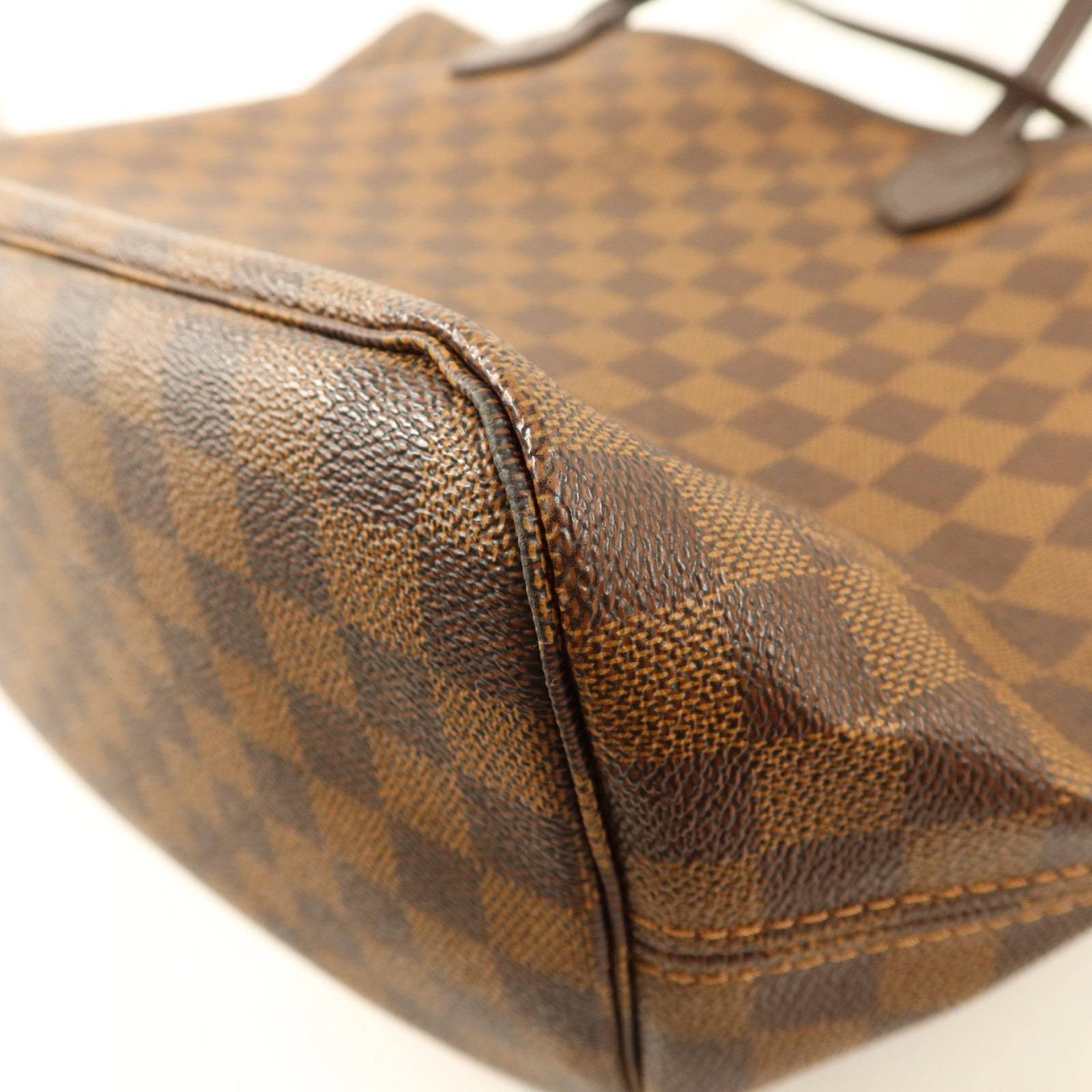 LOUIS VUITTON Damier Neverfull MM金扣手挽袋