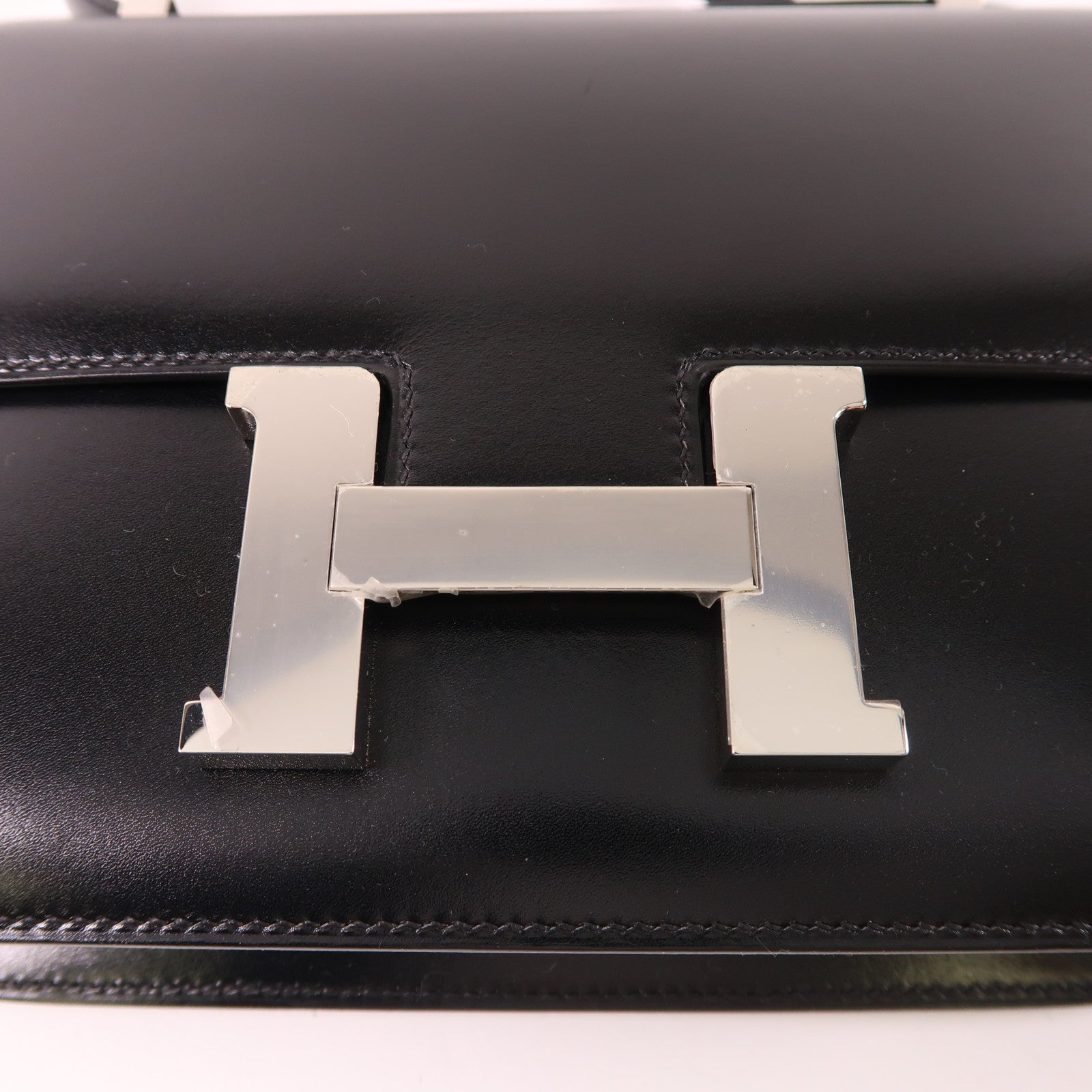 HERMES 皮革Constance 24肩背袋銀扣肩背袋Noir