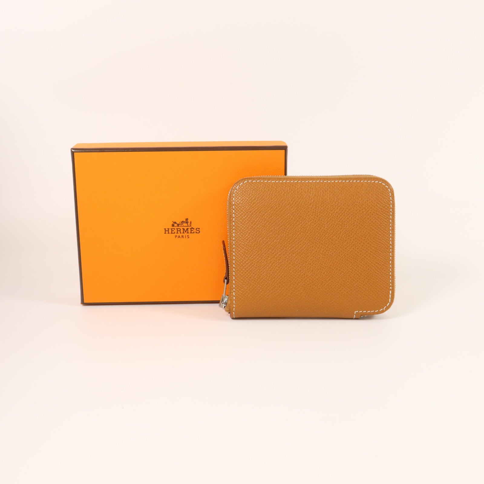HERMES Epsom皮革Silk'In Compact Wallet錢包Gold