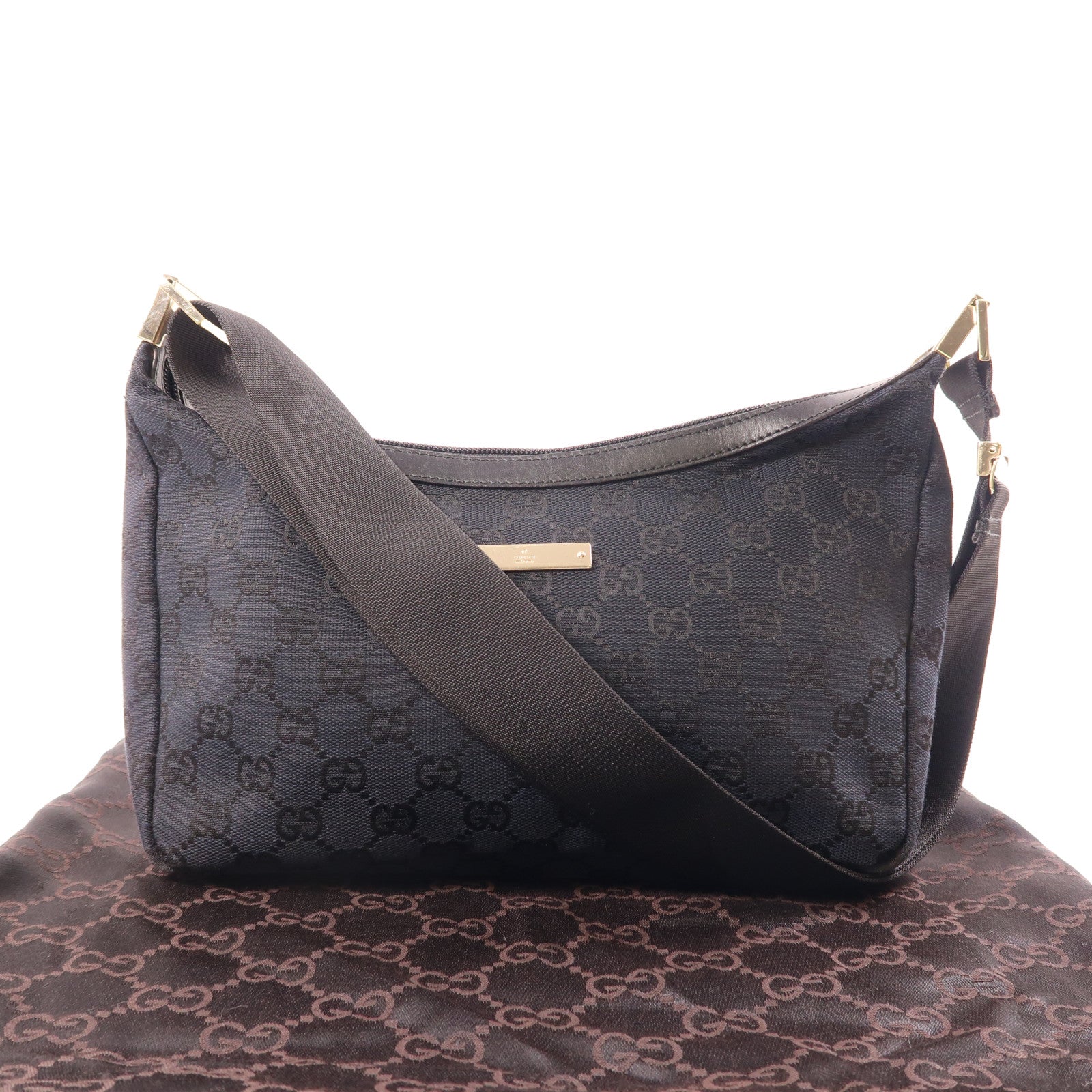 GUCCI 帆布Shoulder Bag金扣肩背袋