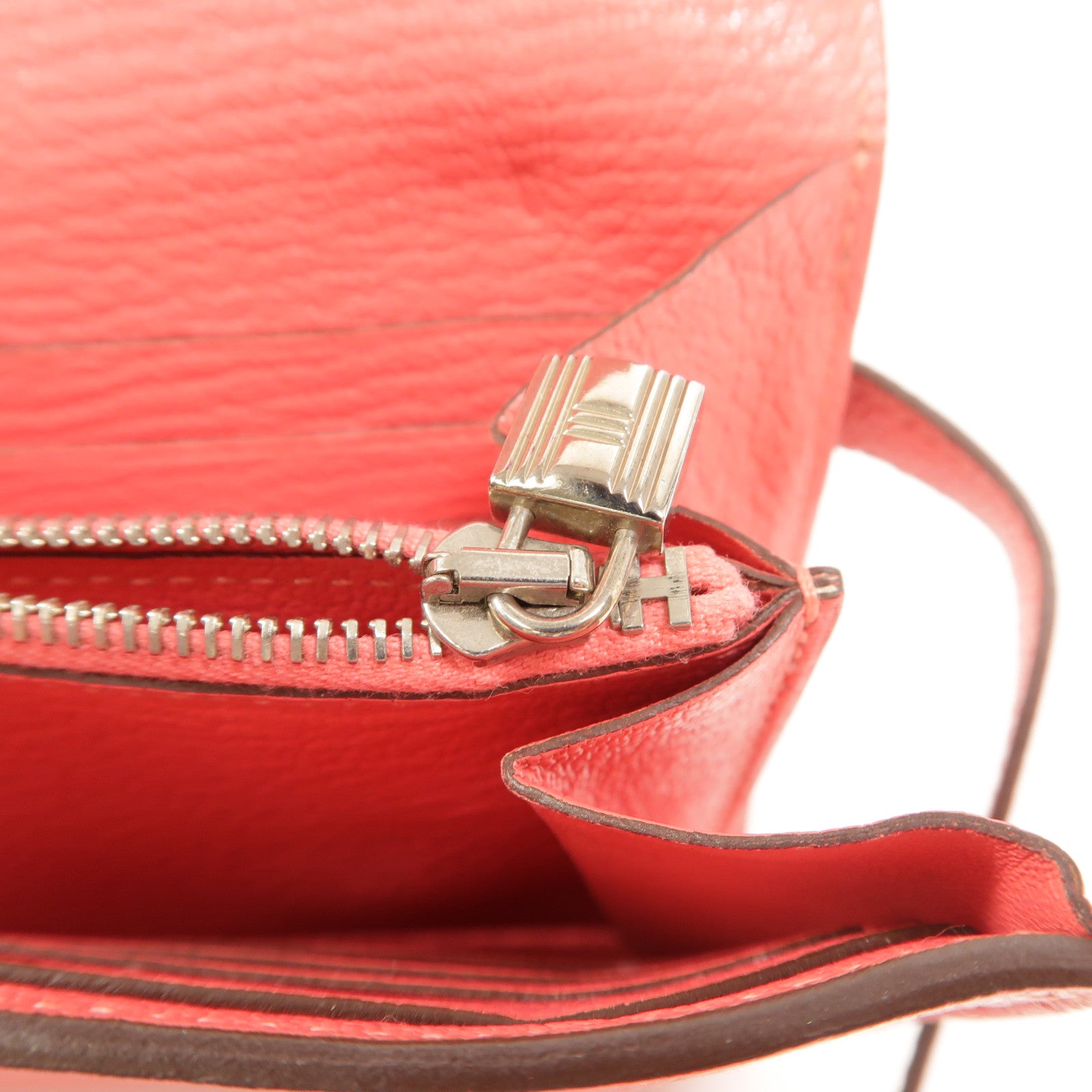 HERMES Chevre皮革Kelly Long Wallet長錢包Rose Lipstick