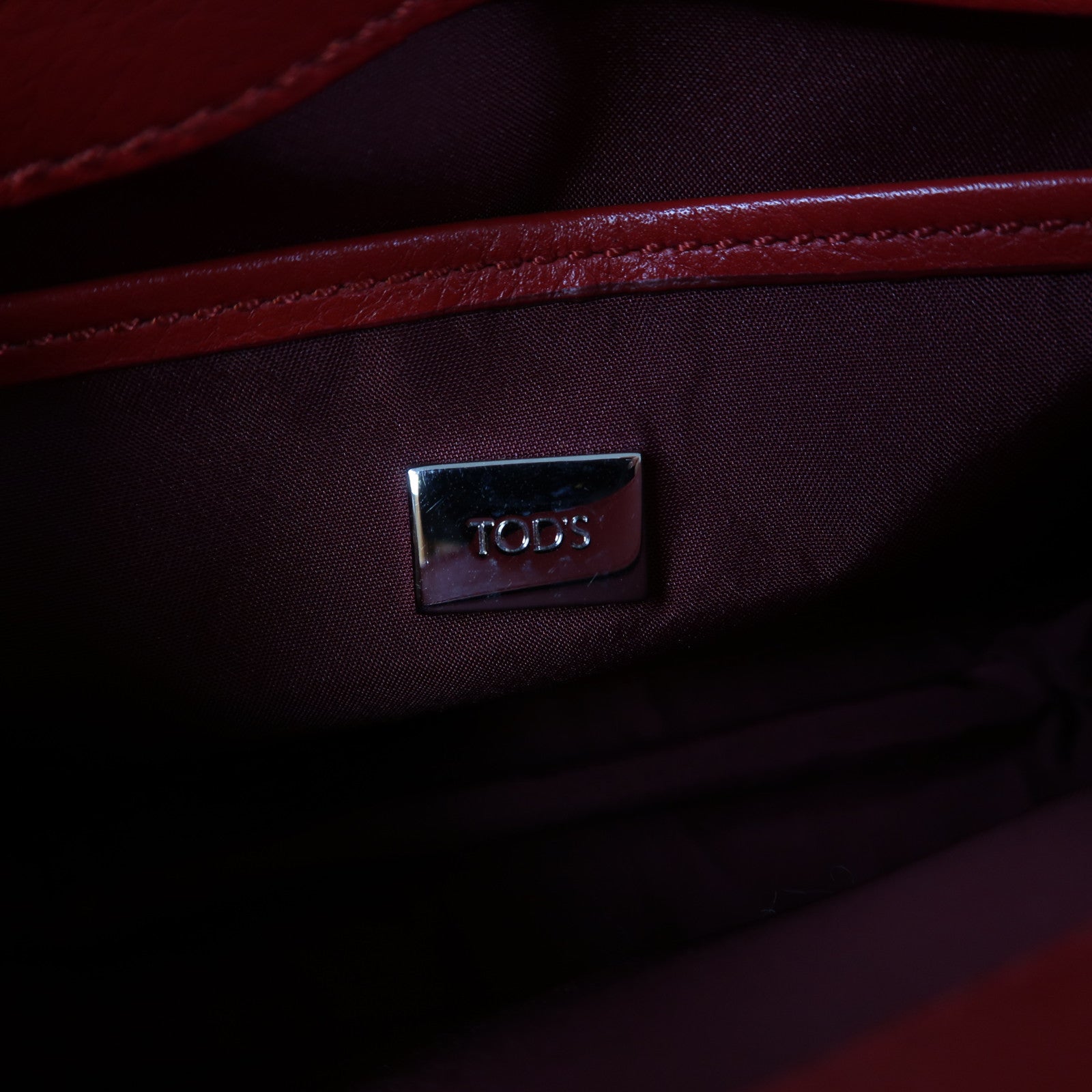 TOD'S 牛皮皮革Chain Bag銀扣鏈帶肩背袋紅色