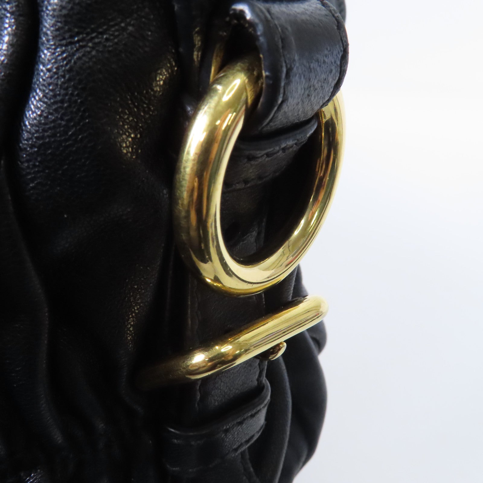 PRADA 【激減優惠】Nappa皮革Gaufre金扣手挽袋黑色