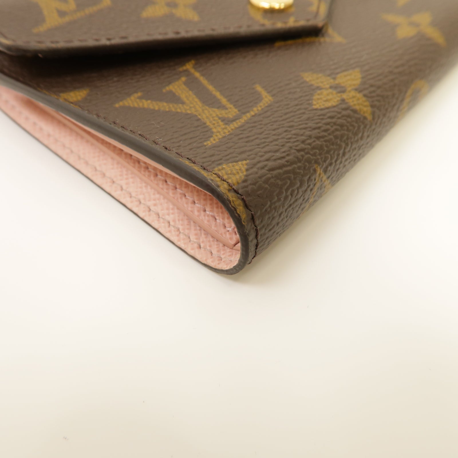LOUIS VUITTON Monogram Victorine Wallet金扣錢包棕色/粉紅色